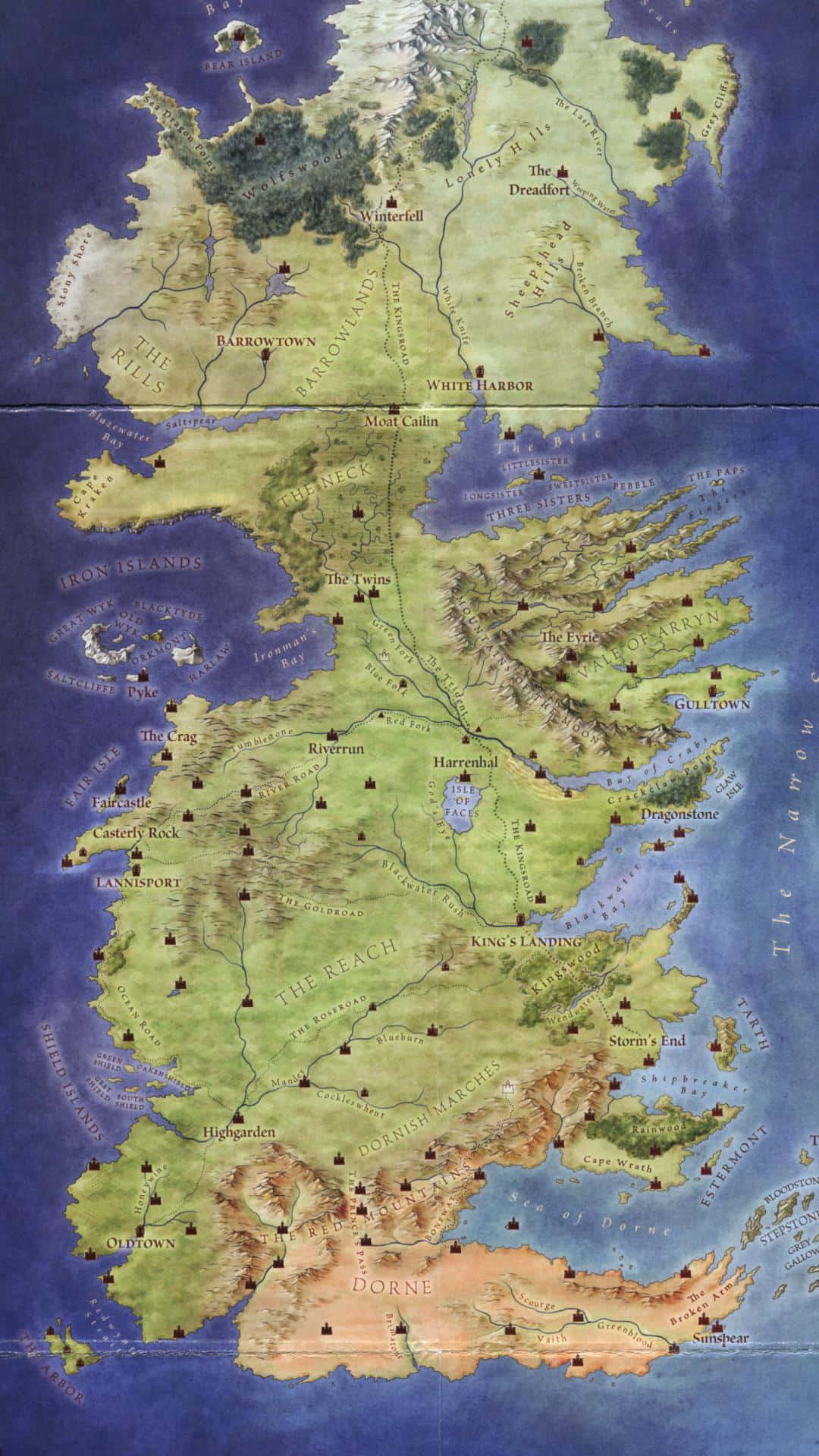 Harta Westeros din Game of Thrones Fundal