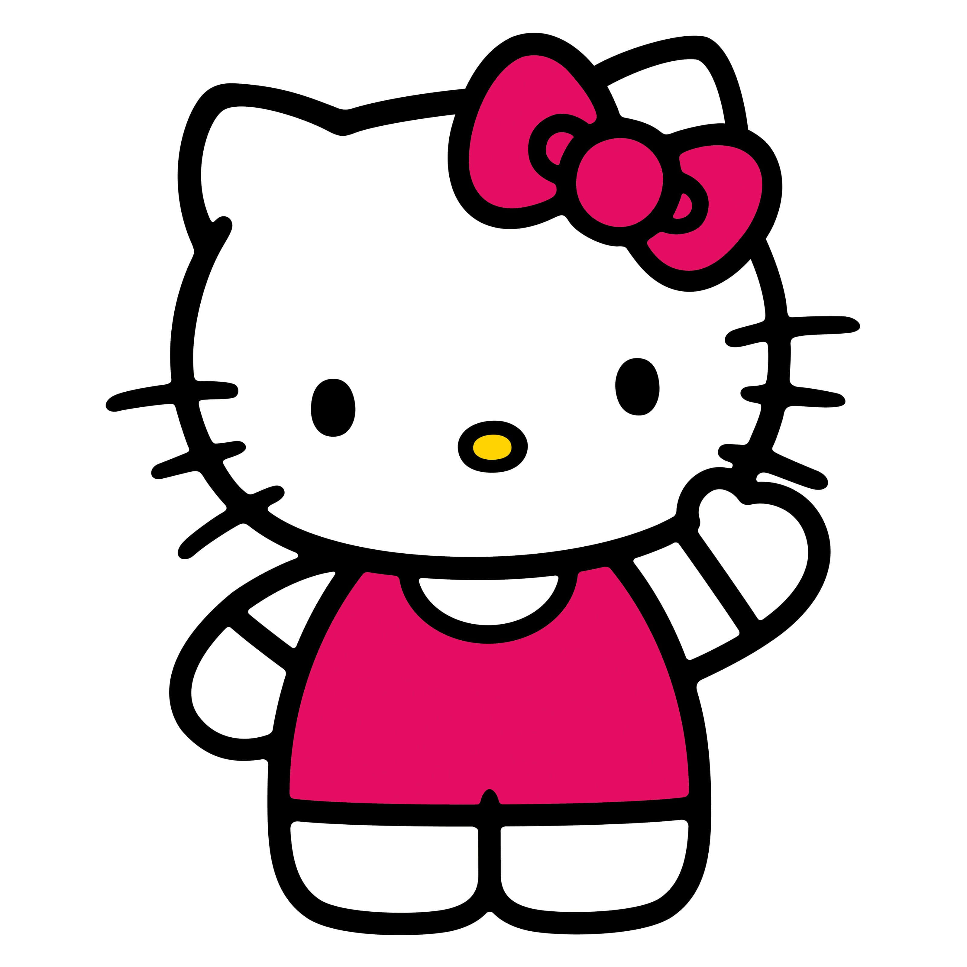 Hello Kitty carezând pe fundal roz Fundal