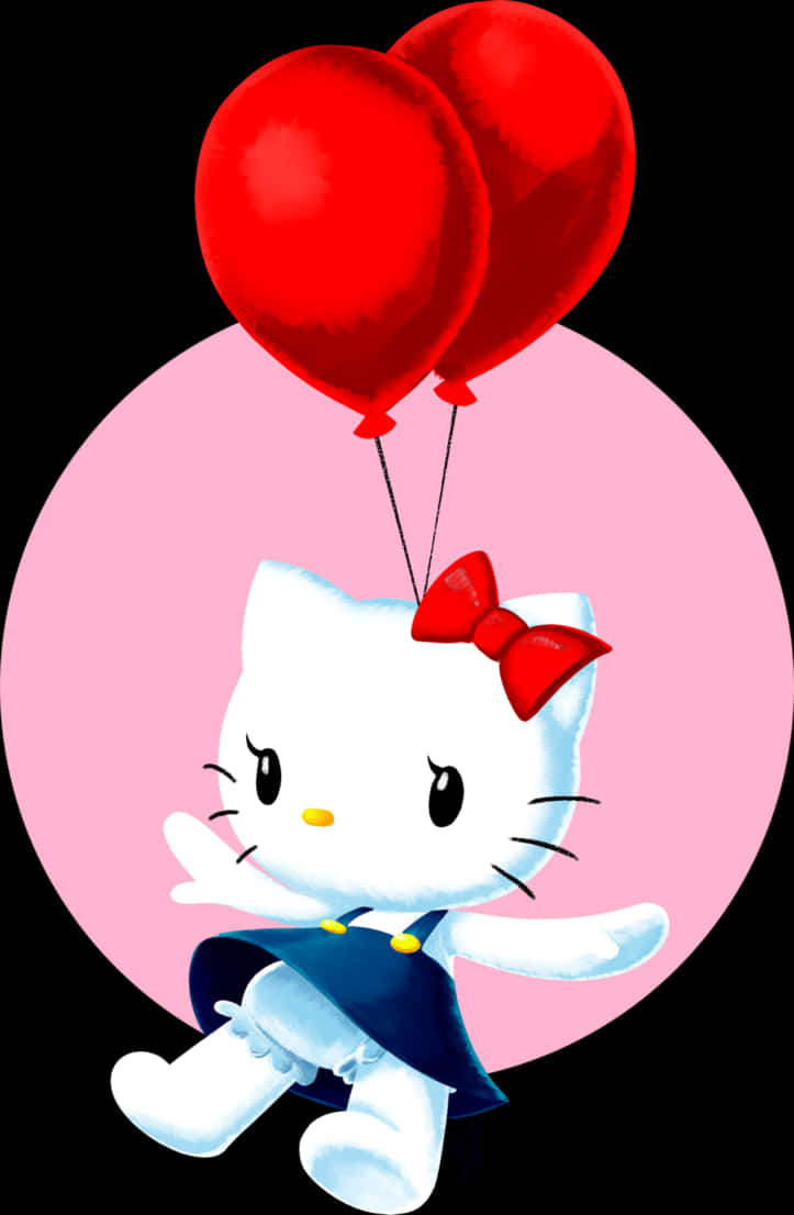 Hello Kitty cu Baloane Fundal
