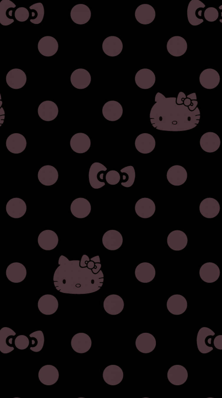 Hello Kitty cu Puncte Negre și Mov Fundal