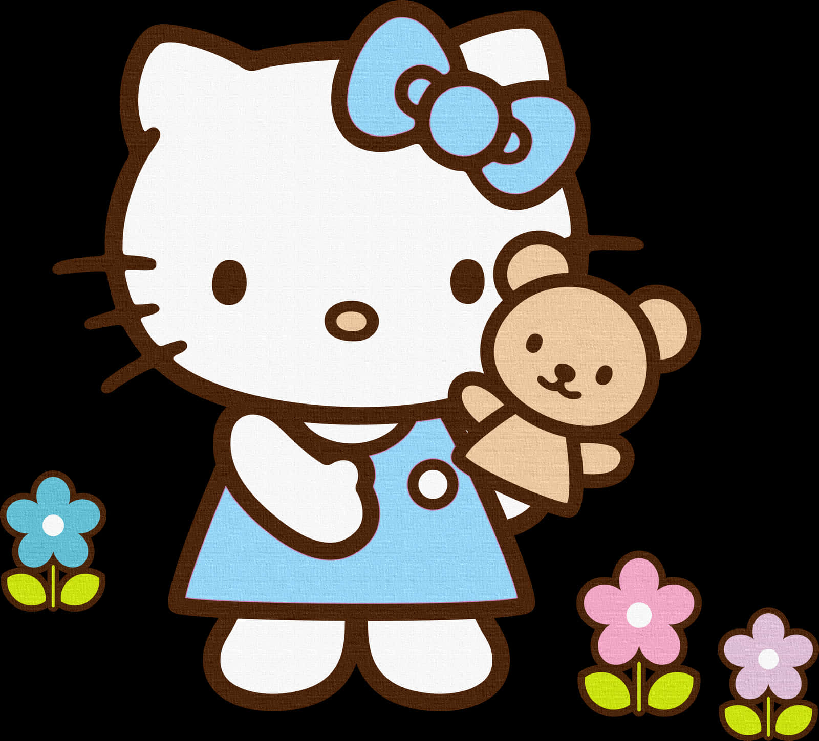 Hello Kitty cu ursuleț de pluș Fundal