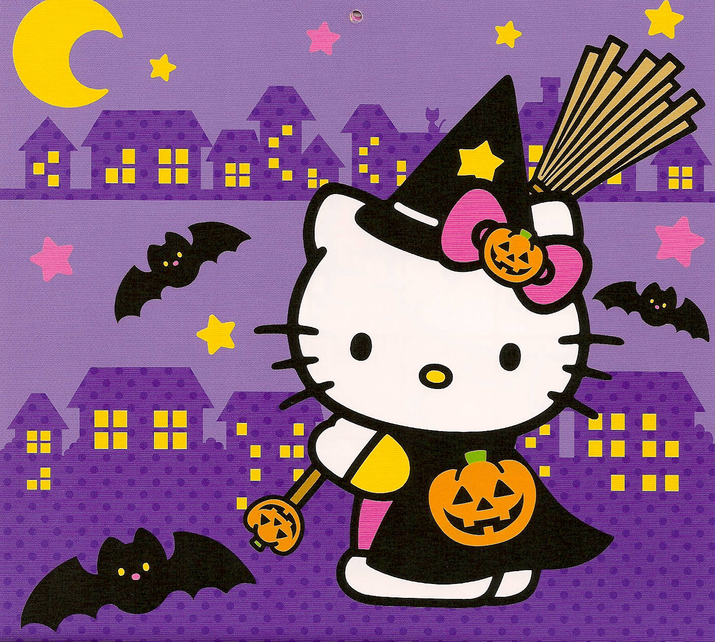 Hello Kitty Halloween Vrăjitoare Drăguță Fundal