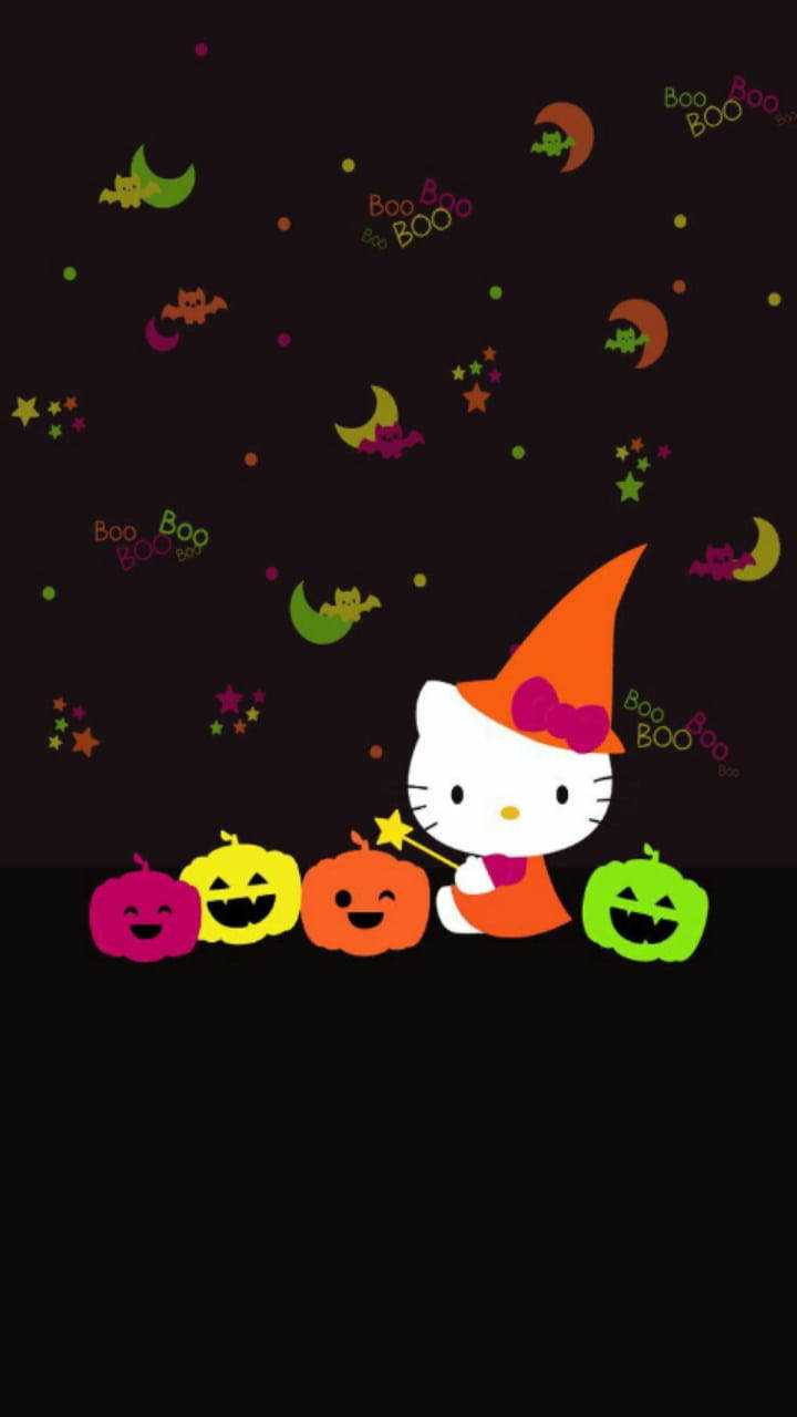 Hello Kitty Neagră Drăguță de Halloween Fundal