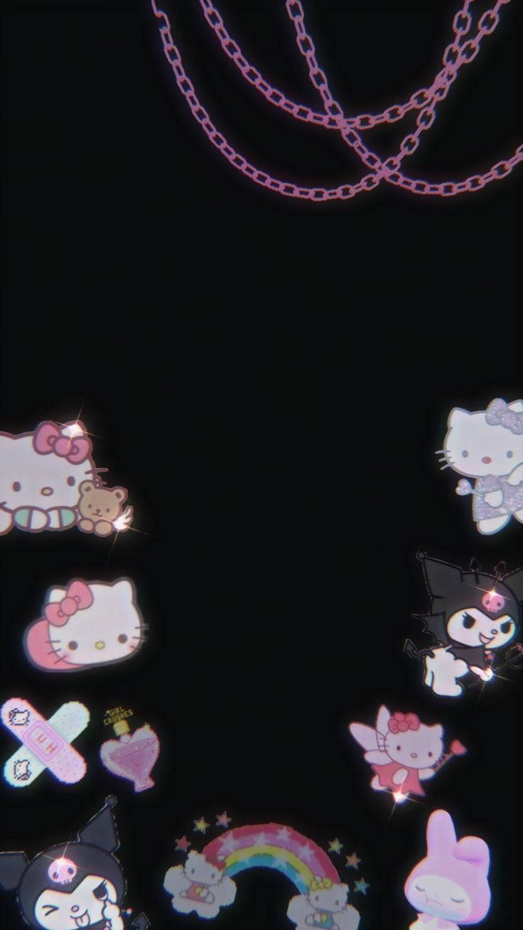 Hello Kitty Neagră și Personaje Sanrio Fundal