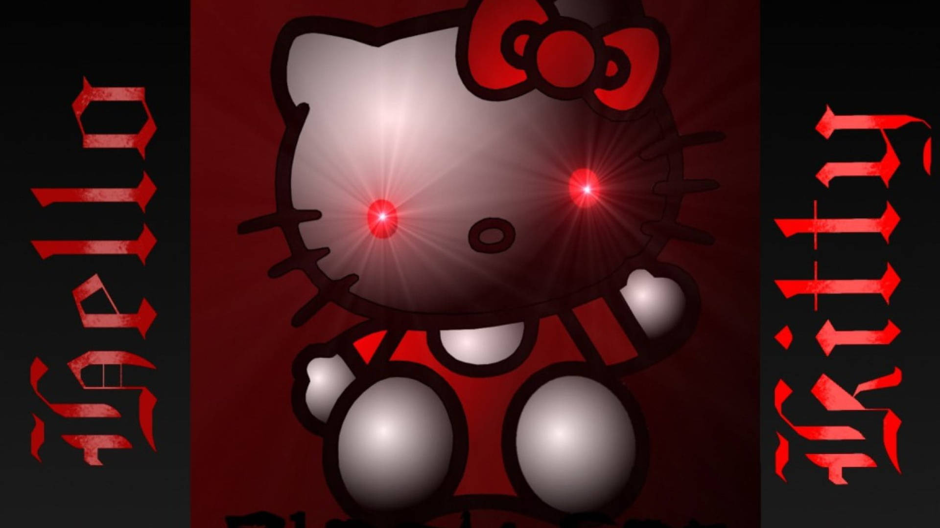 Hello Kitty neagră cu ochi roșii Fundal
