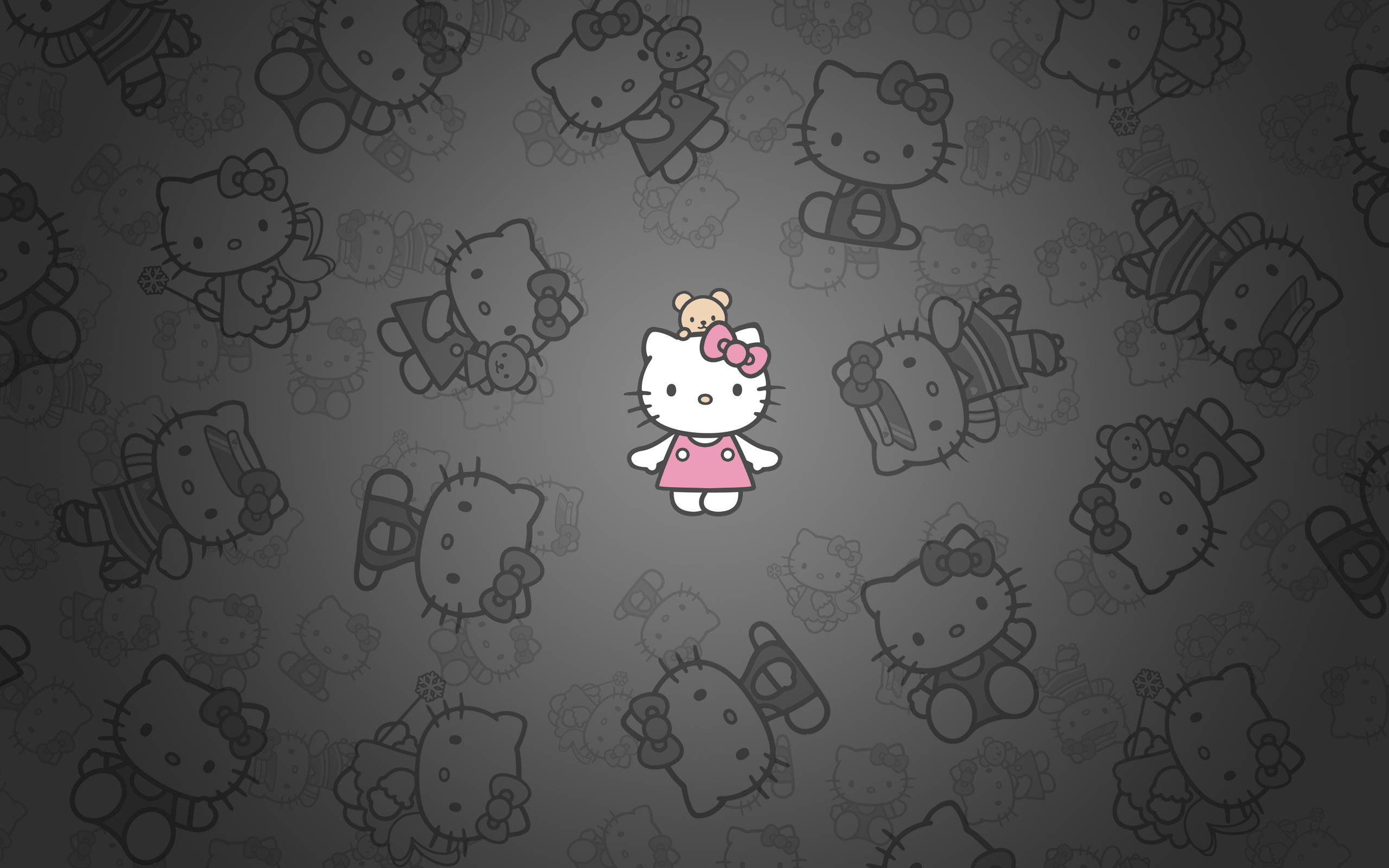Hello Kitty neagră cu Tiny Chum Fundal
