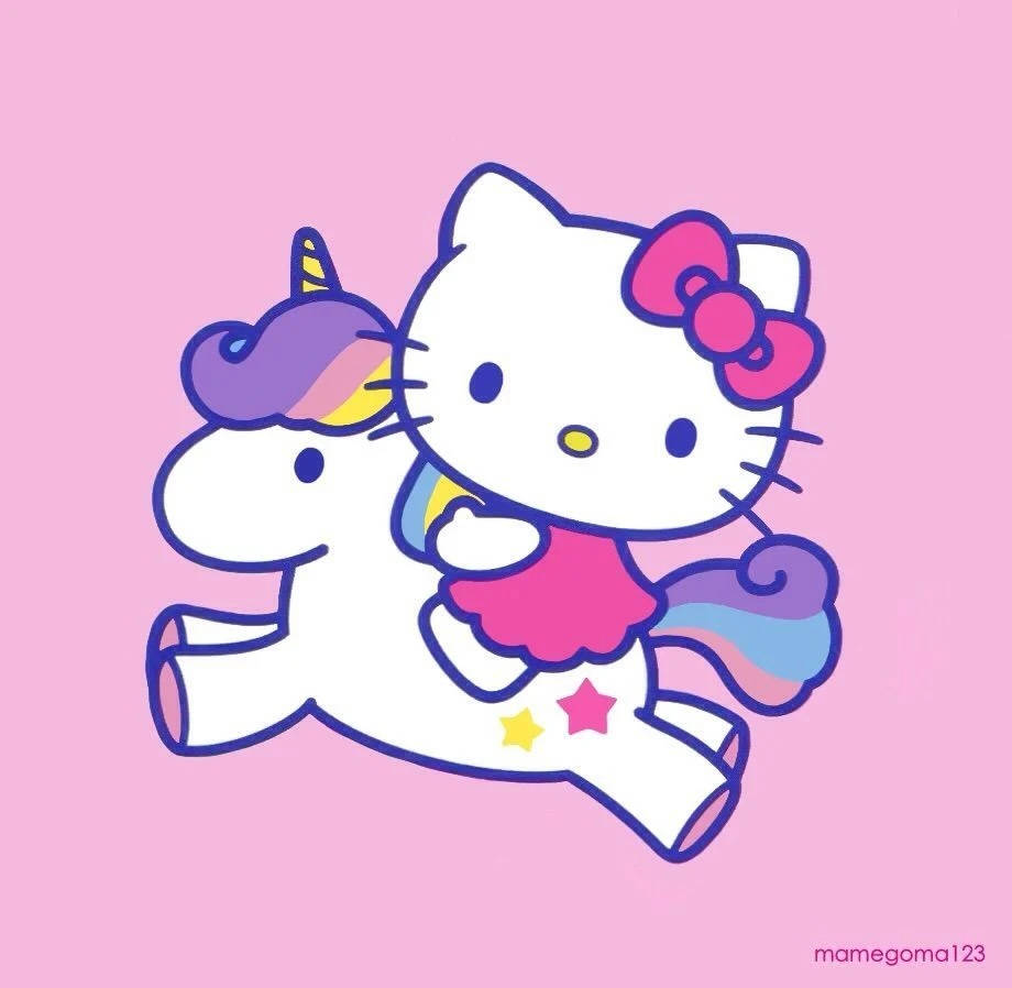 Hello Kitty PFP cu unicorn desenat Fundal