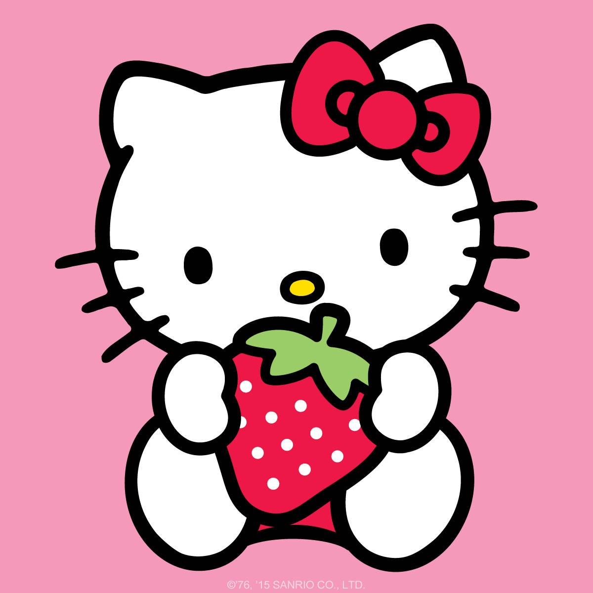 Hello Kitty PFP cu căpșună în stil desen animat Fundal