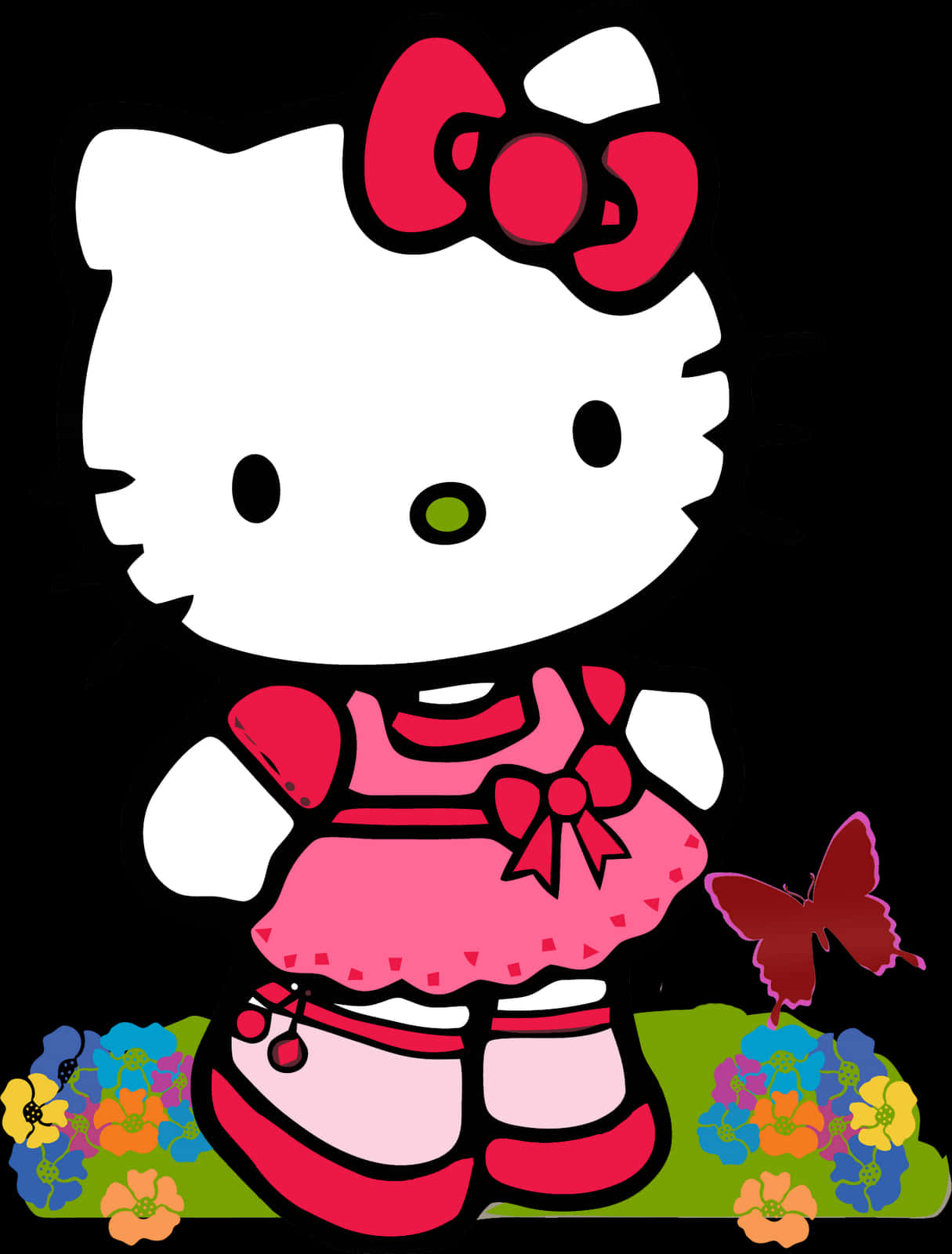 Hello Kitty Rochie Roz Fluture Fundal
