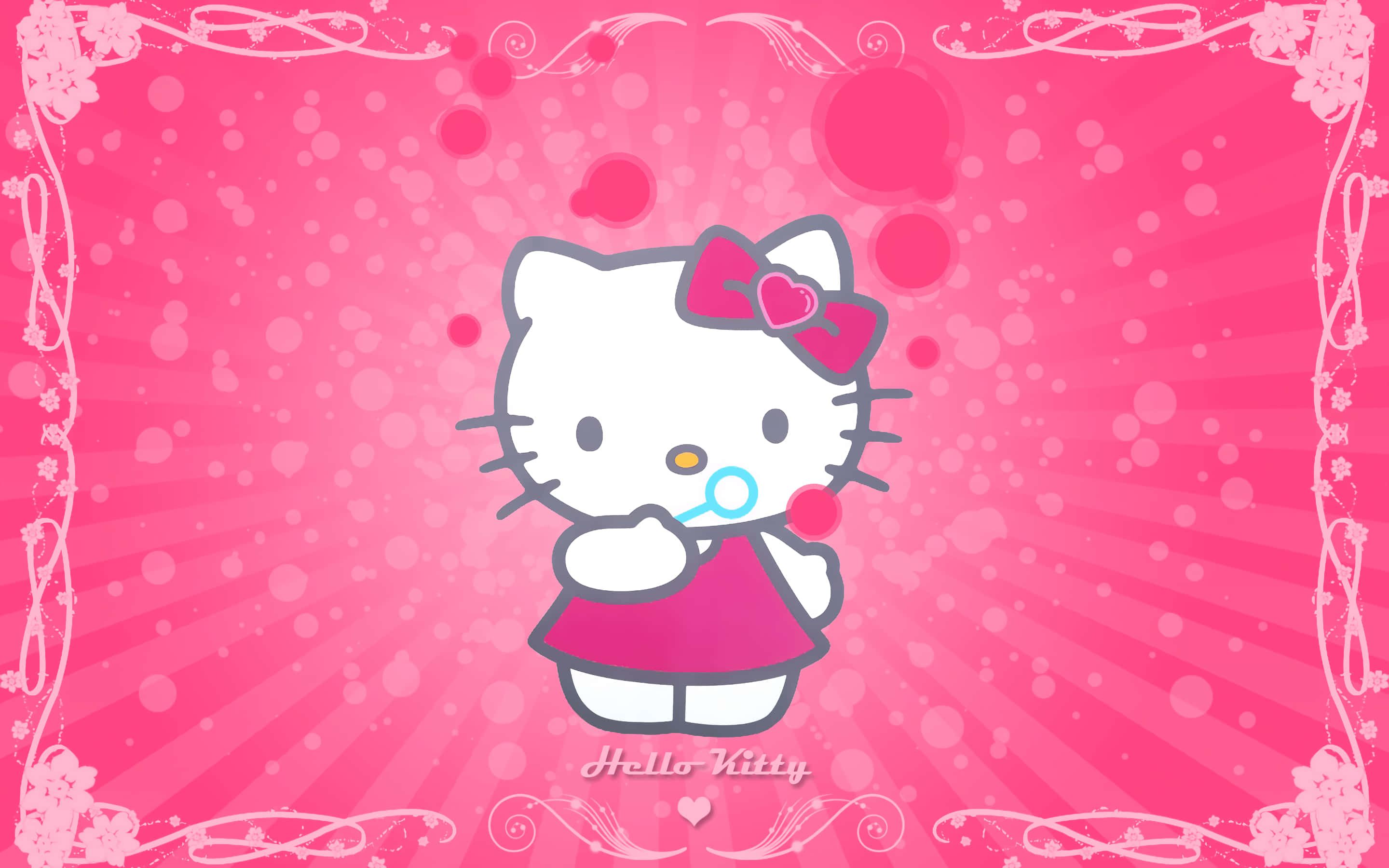 Hello Kitty roz drăguță care suflă bule Fundal