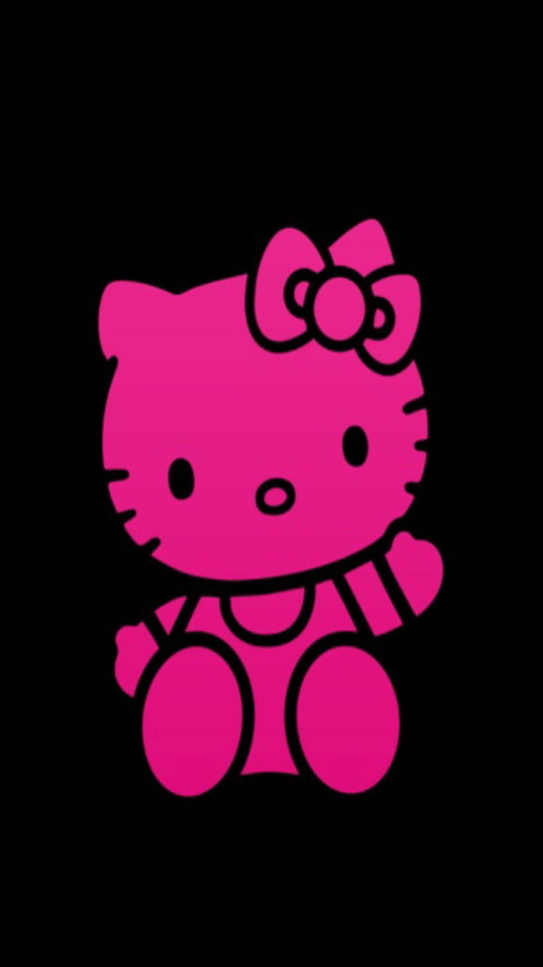 Hello Kitty roz neon și negru Fundal