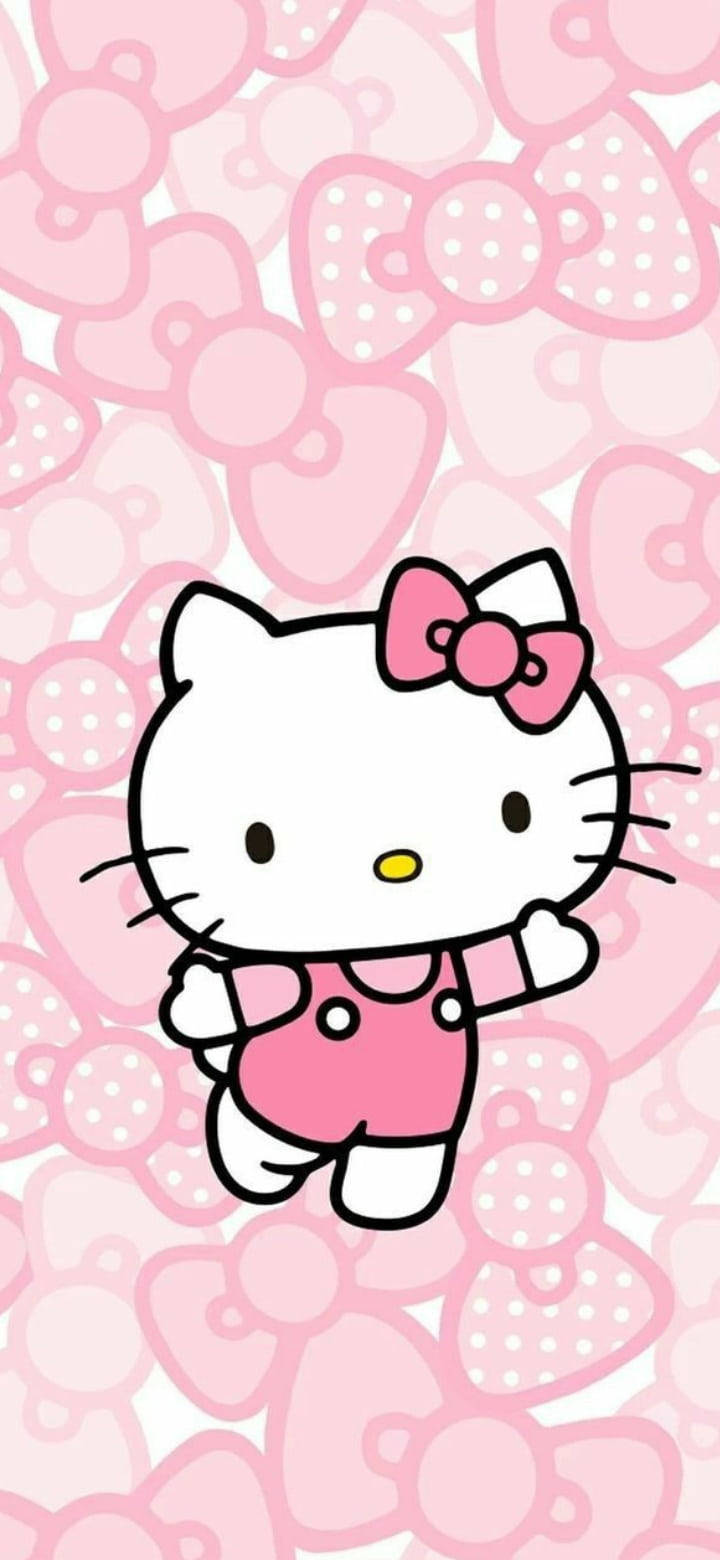 Hello Kitty roz cu fundițe diferite Fundal
