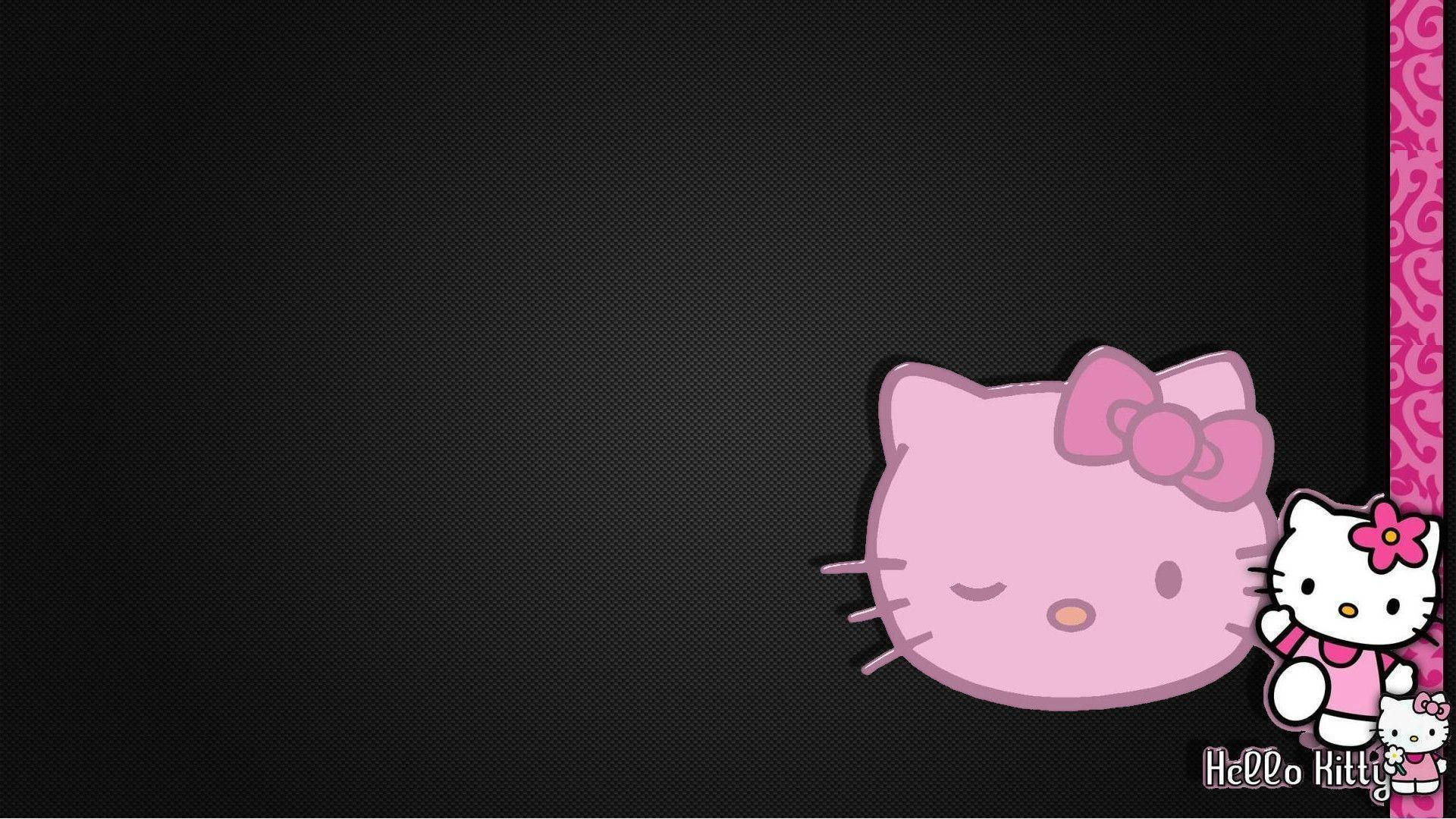 Hello Kitty texturată neagră cu margine Fundal