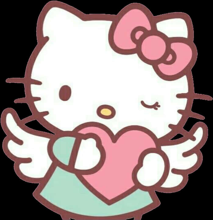 Hello Kitty ținând o inimă Fundal