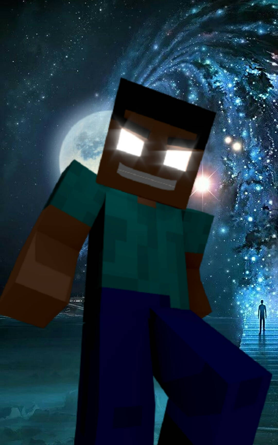 Herobrine Full Moon Art Fundal