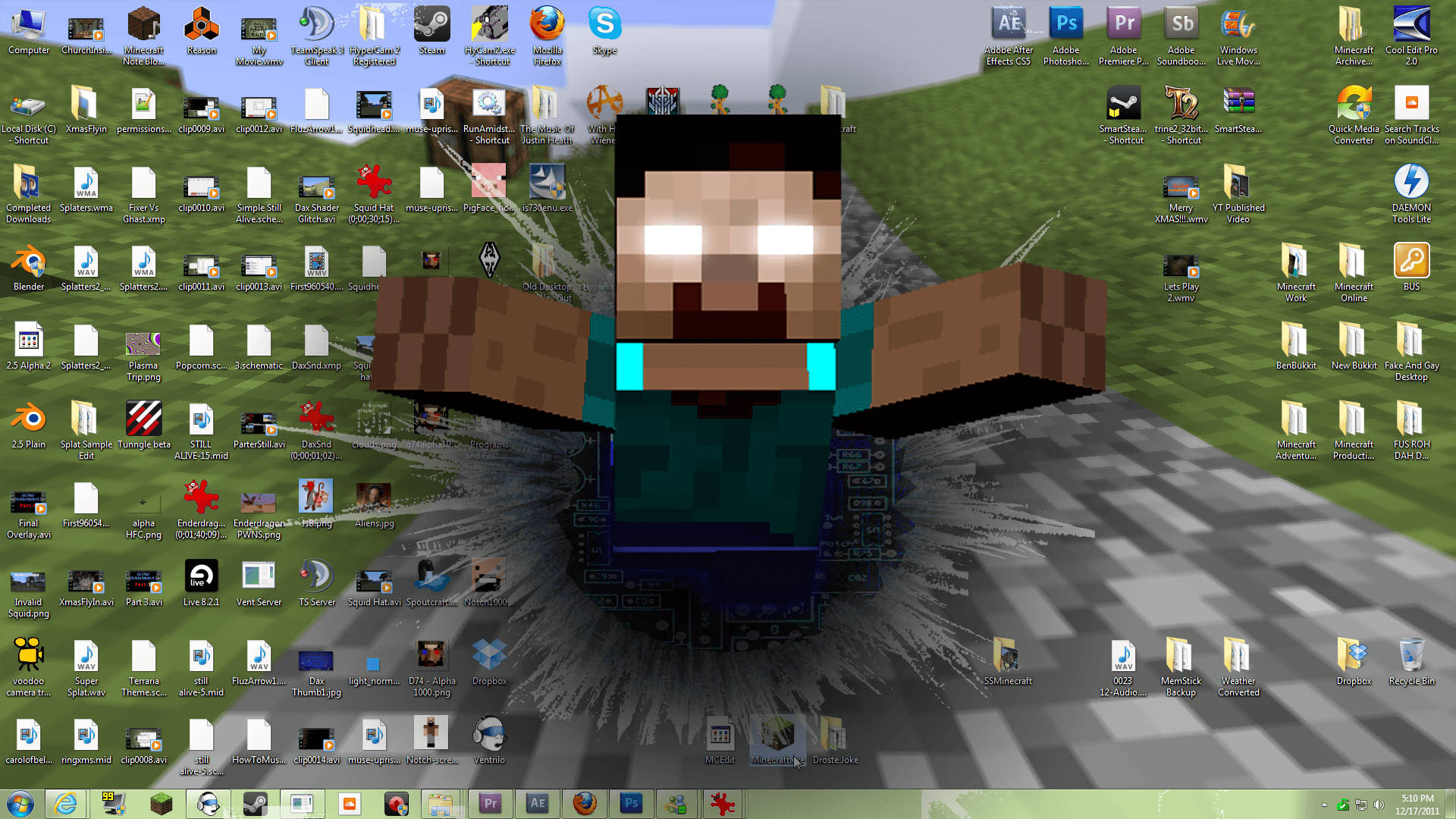 Herobrine Minecraft spărgând ecranul calculatorului Fundal