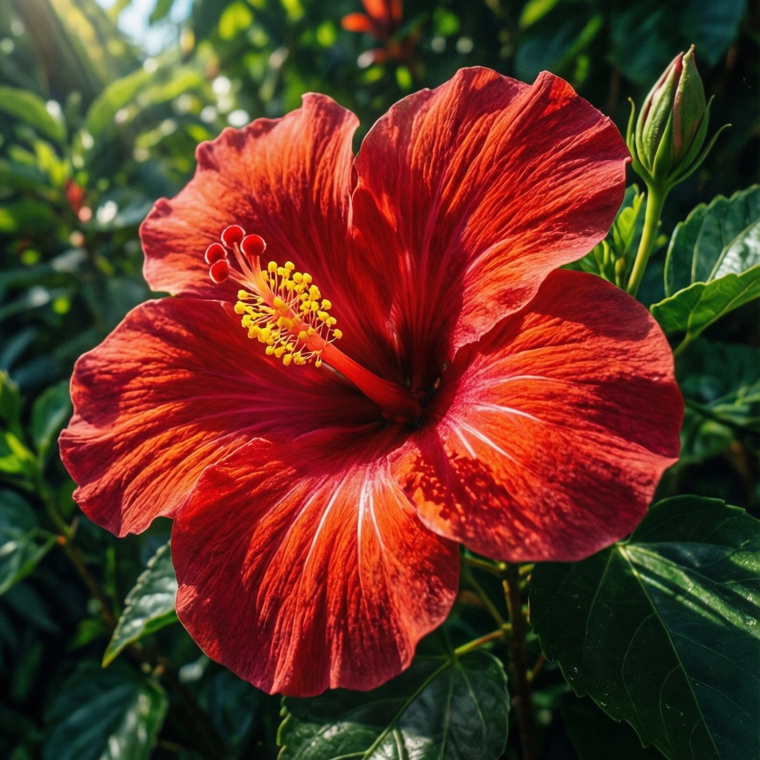 Hibiscus Roșu Tropical Fundal
