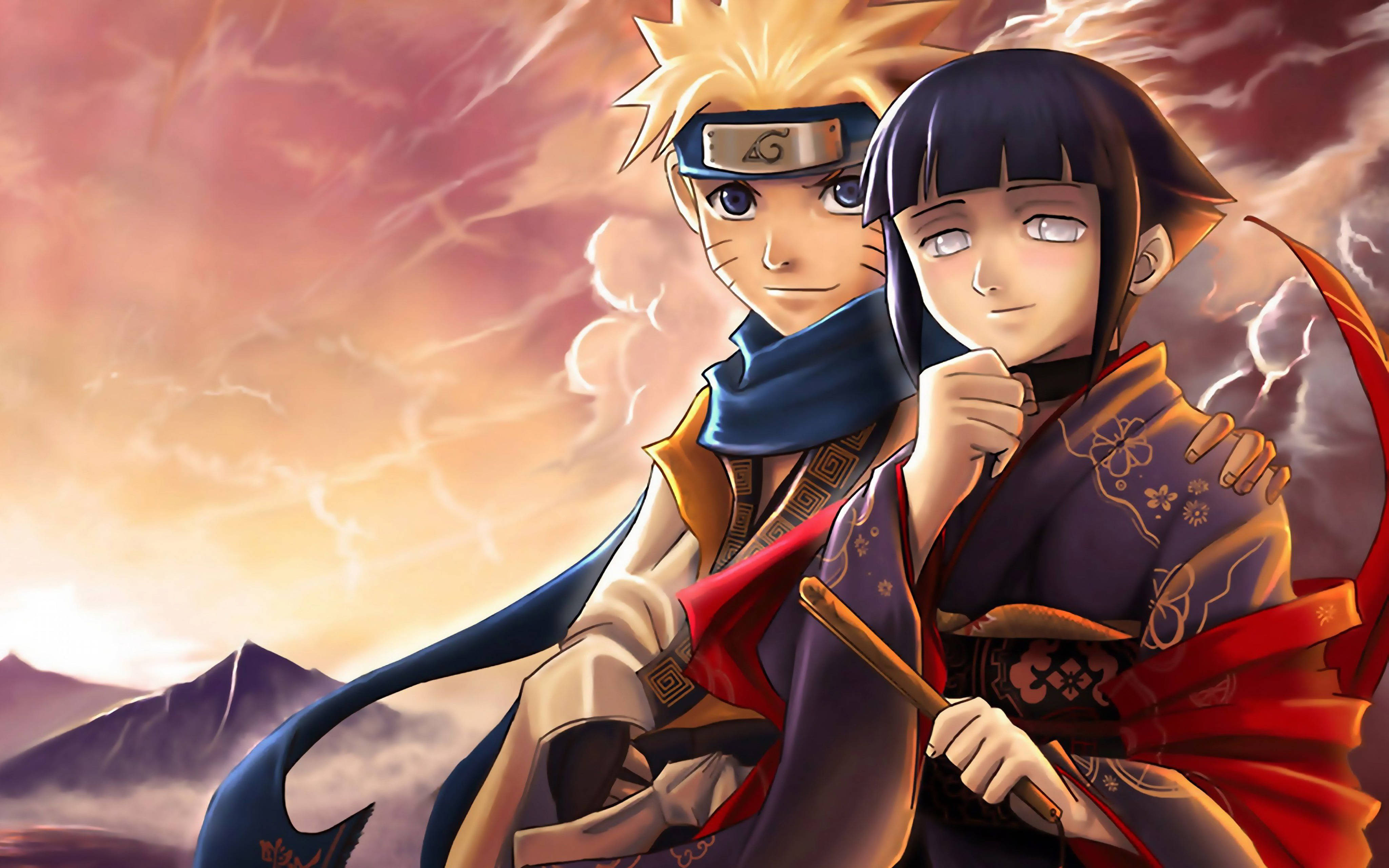 Hinata și Naruto 4K Fundal