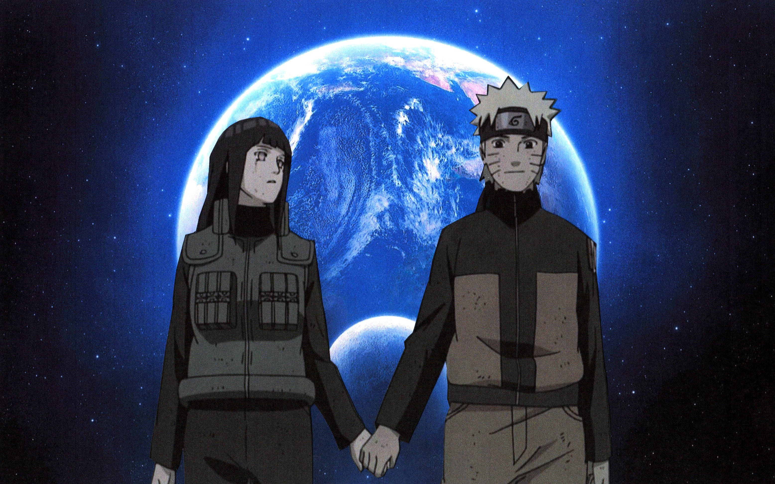 Hinata ținându-se de mână cu Naruto pentru iPad Fundal