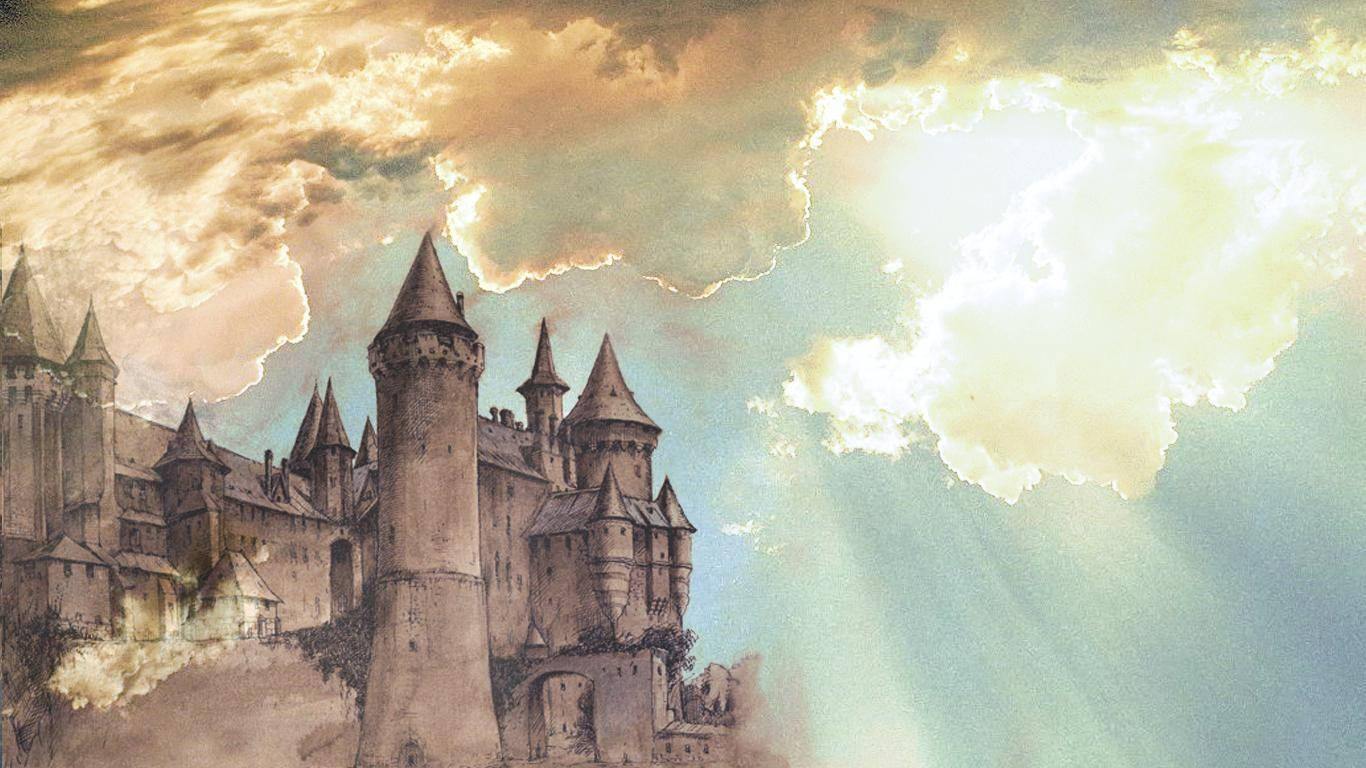 Hogwarts cu Raze de Soare Estetică HP Fundal