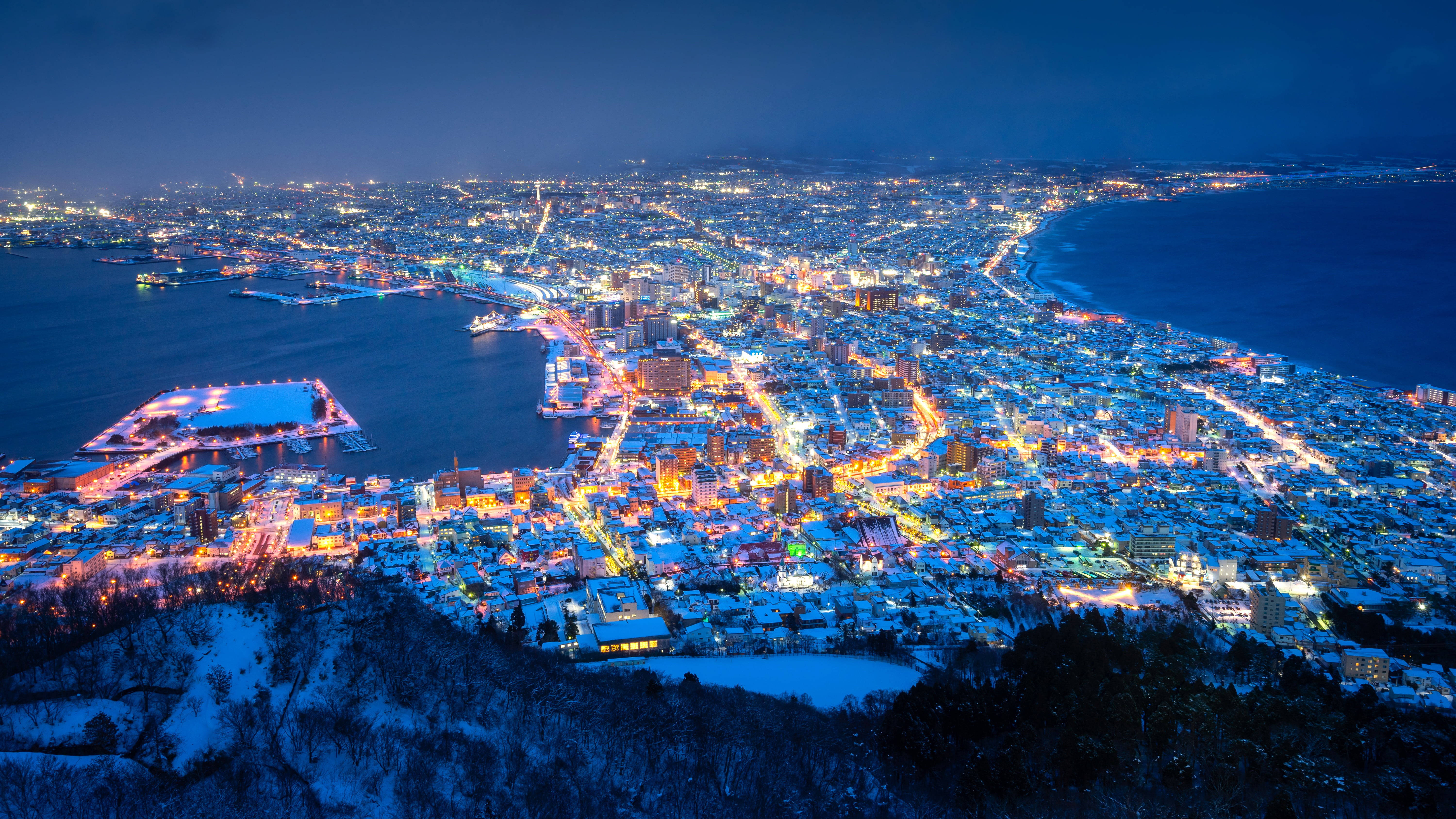 Hokkaido Japonia 4K Noaptea Fundal