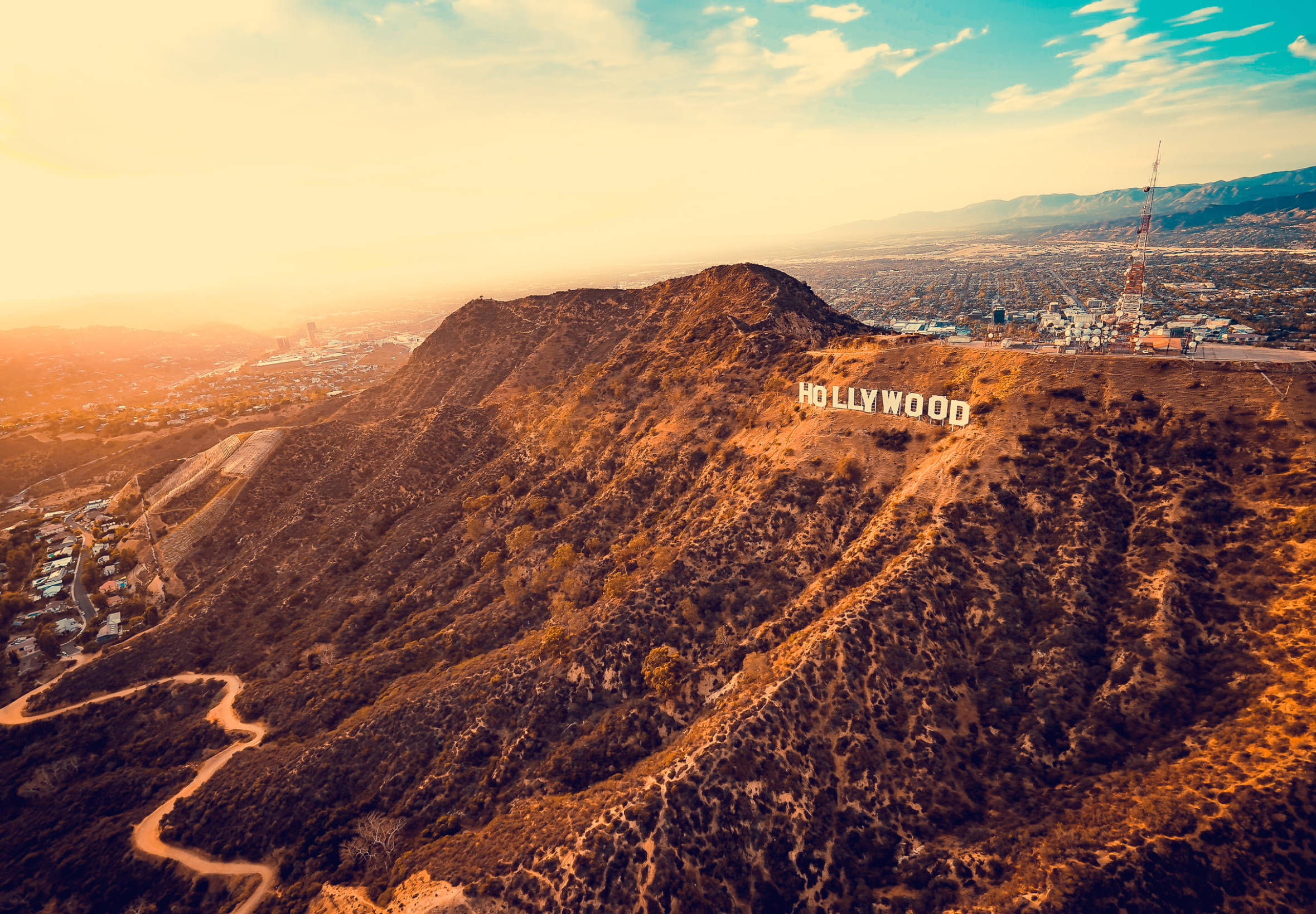 Hollywood Sign Los Angeles Apus Fundal