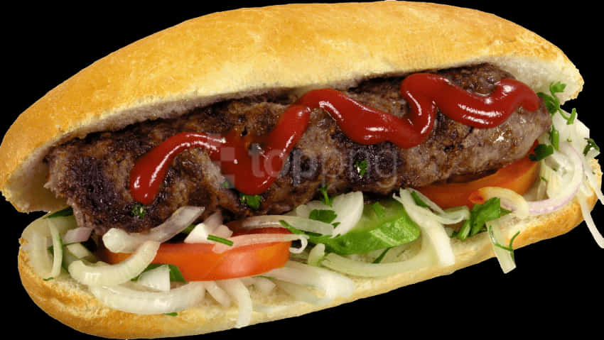 Hot Dog Gourmet la Grătar cu Garnituri Fundal