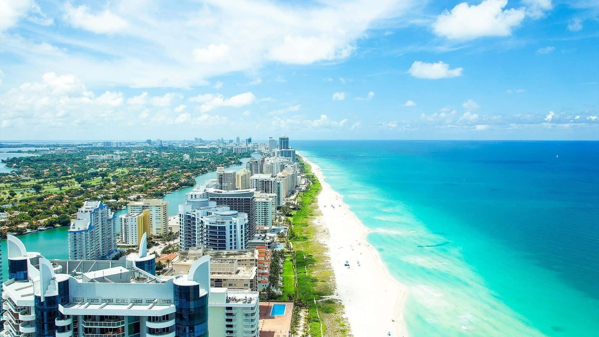 Hoteluri pe plaja Miami în timpul zilei Fundal