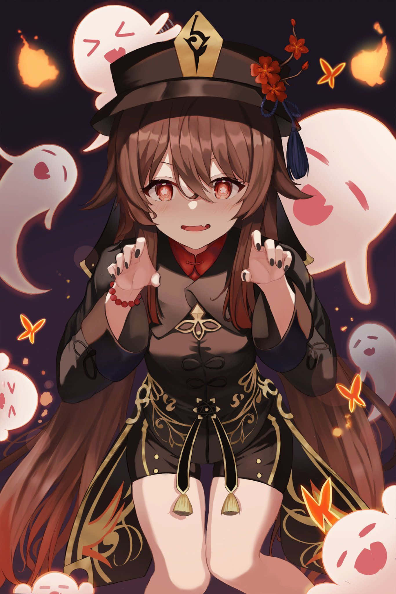 Hu Tao Fantomă Spooky PFP Fundal