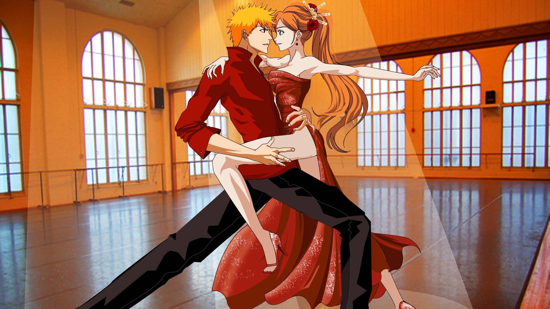 Ichigo și Inoue dansând anime Fundal