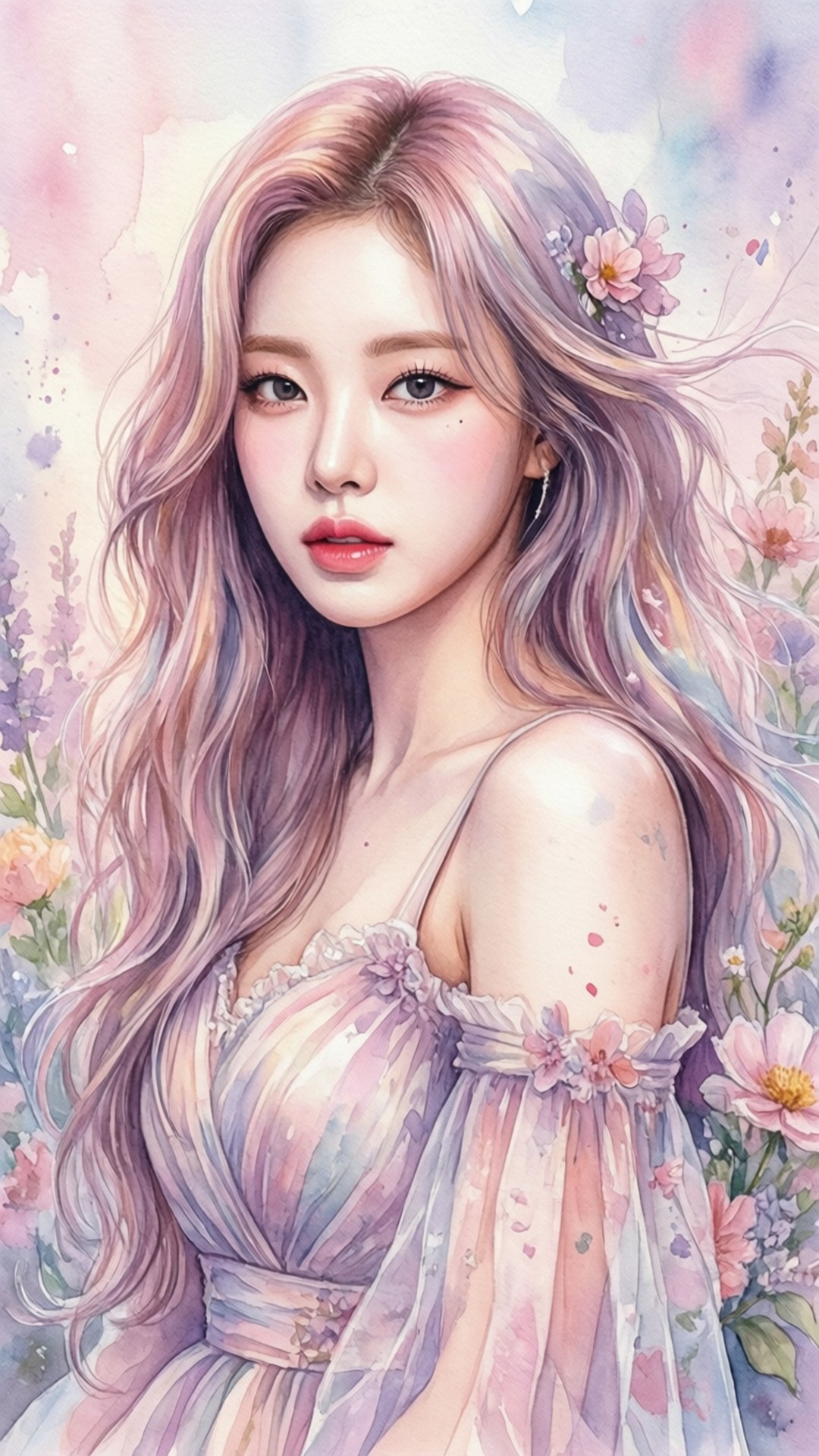 Idol Kpop în Acuarelă Fundal