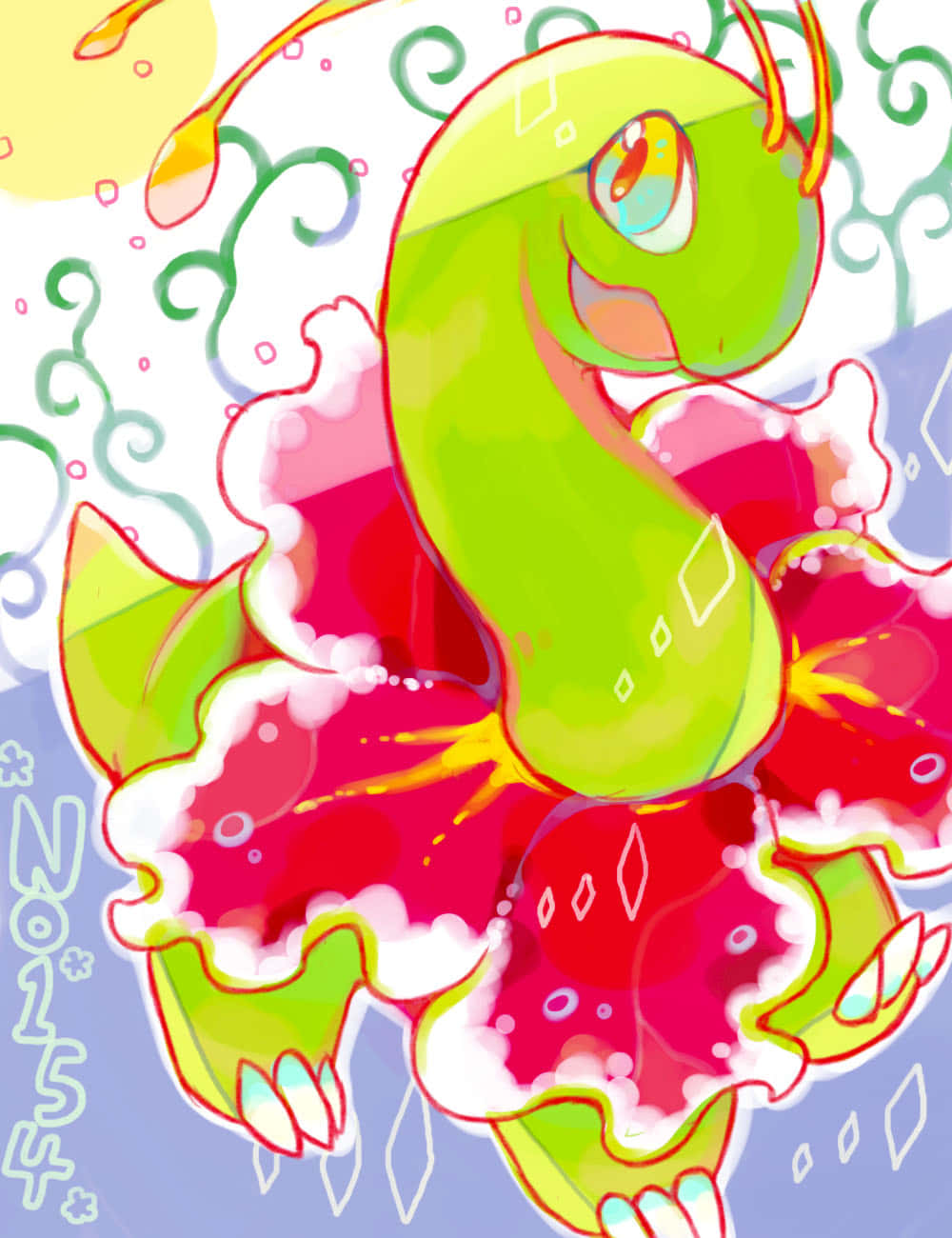 Ilustrație 2D superbă cu Meganium Fundal