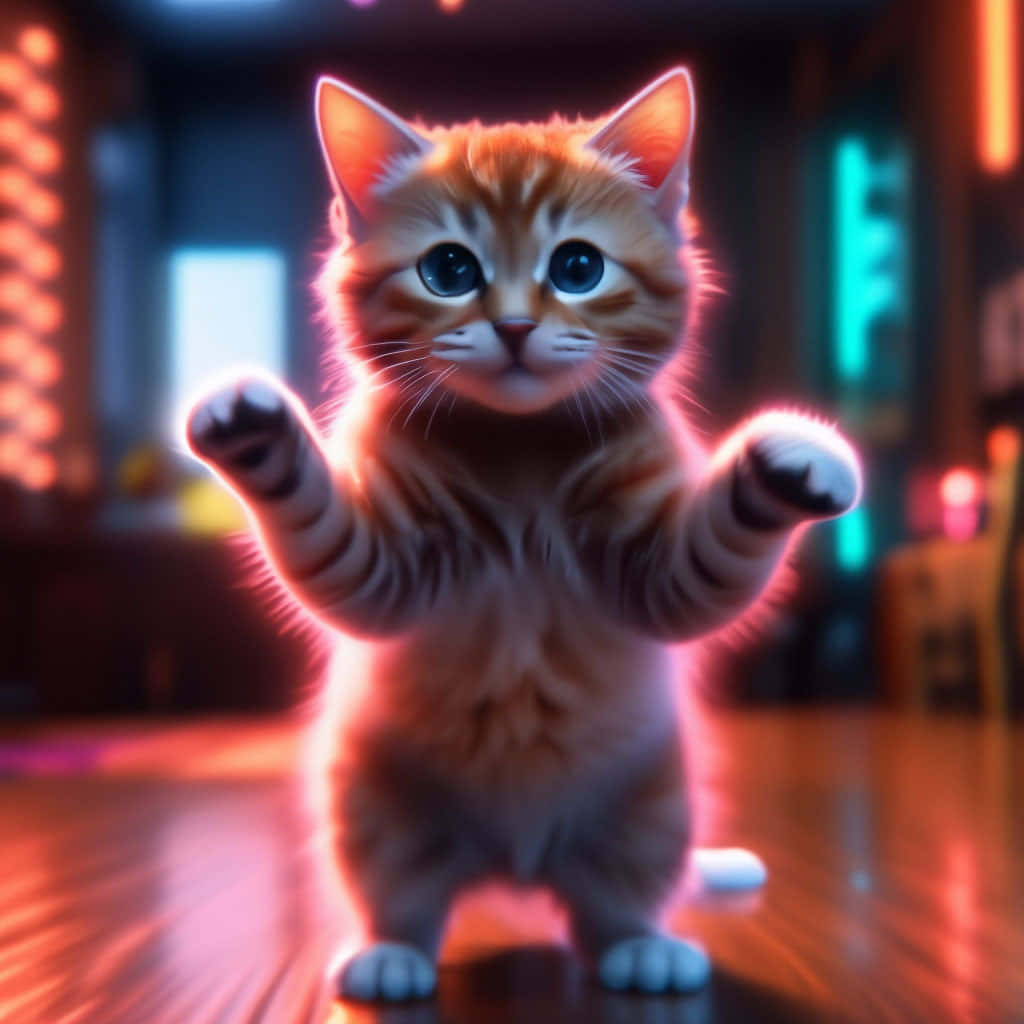 Ilustrație adorabilă cu pisică dansând Fundal