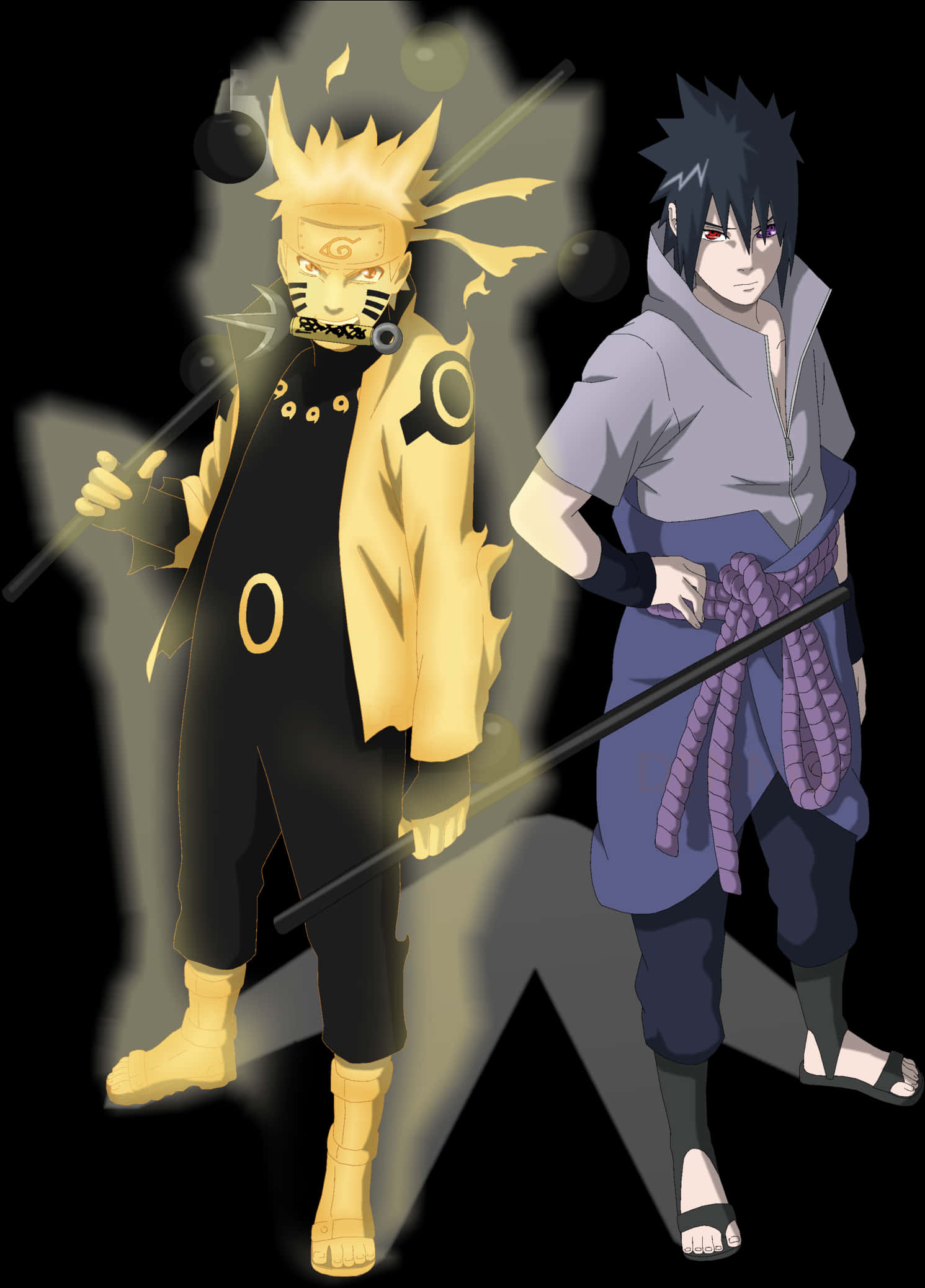 Ilustrație anime Naruto și Sasuke Fundal