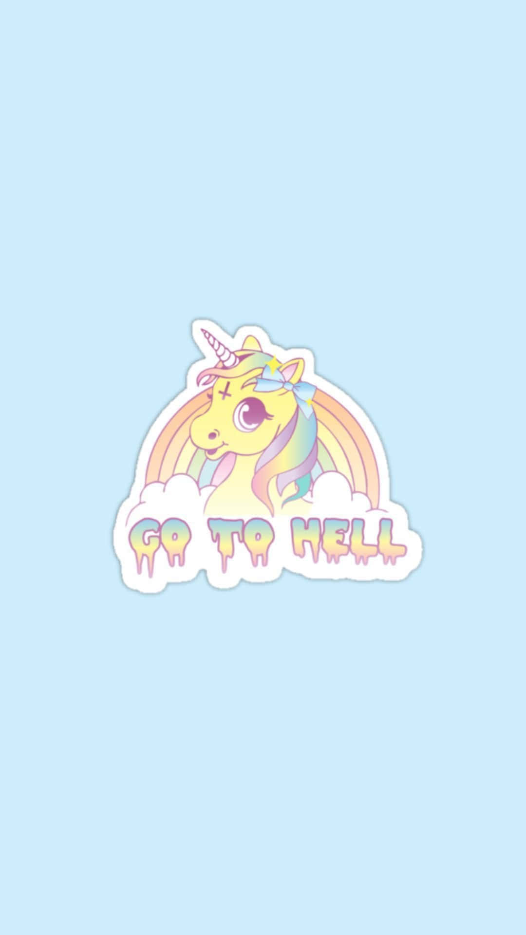 Ilustrație Artă Cu Unicorn Drăguț Care Spune „Du-te Naibii” Fundal
