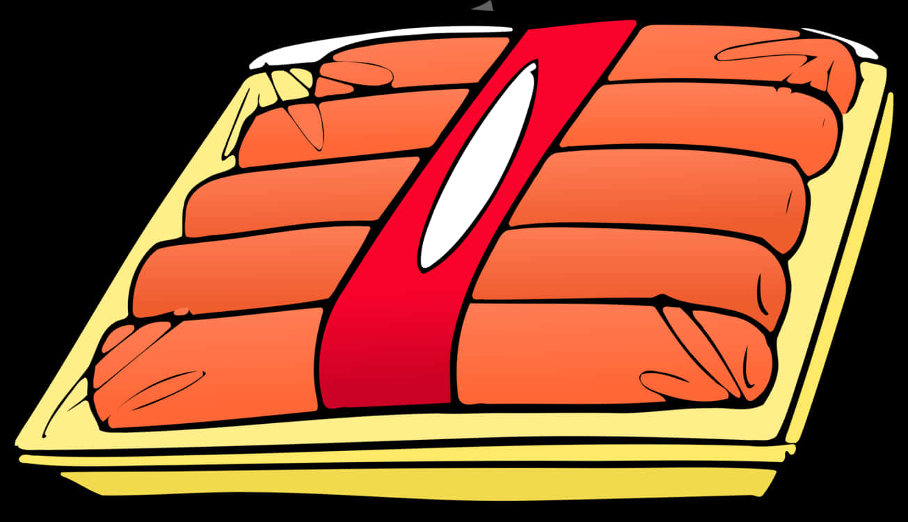 Ilustrație Colorată cu Pachet de Cârnați în Stil Cartoon Fundal