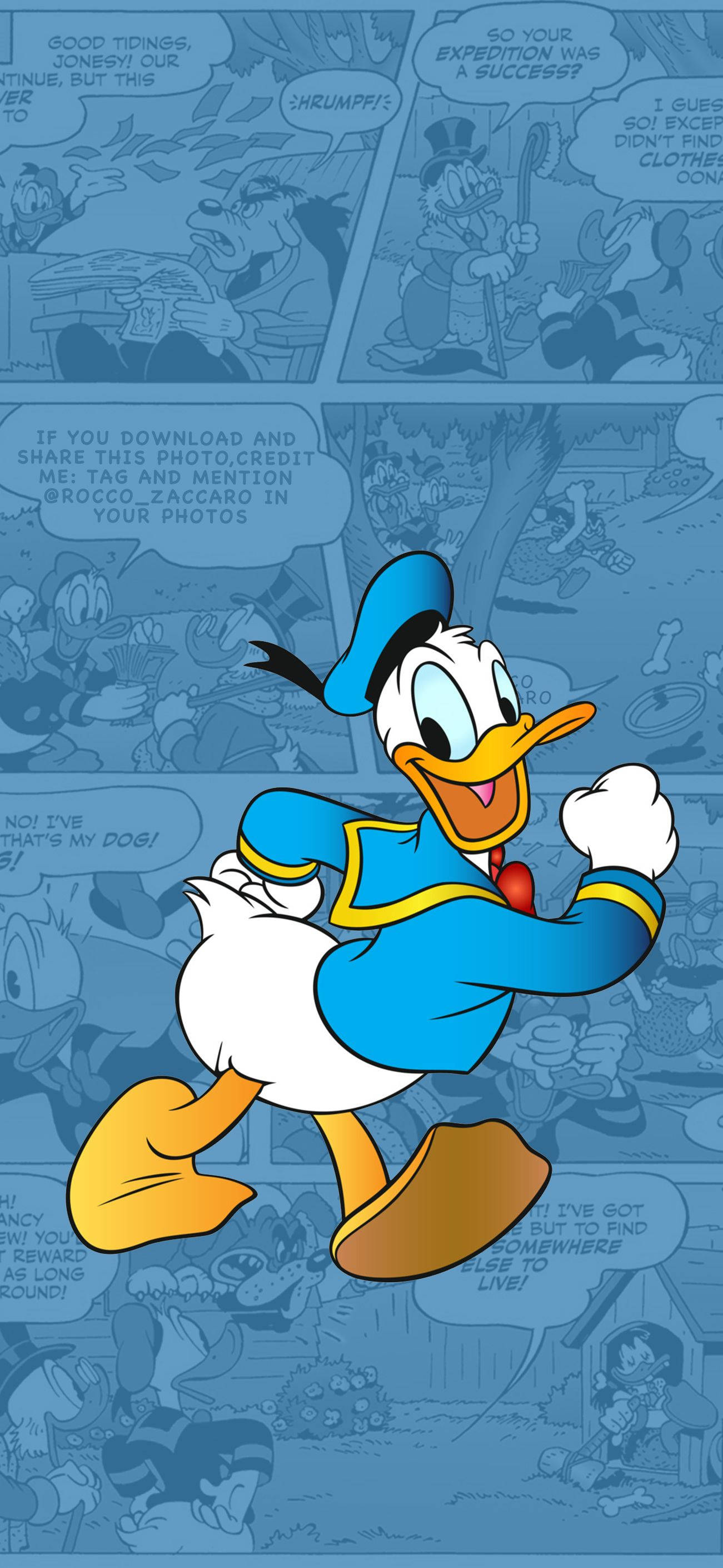 Ilustrație comică Donald Duck Fundal