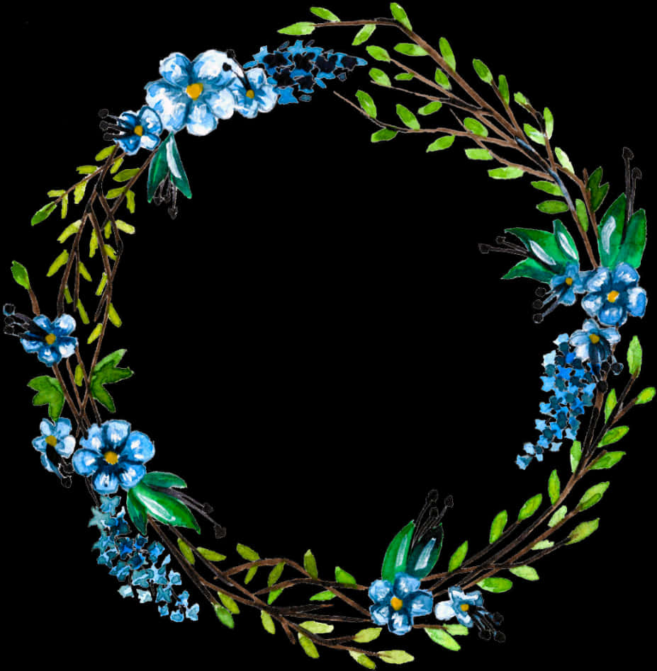 Ilustrație cu ghirlandă florală albastră Fundal