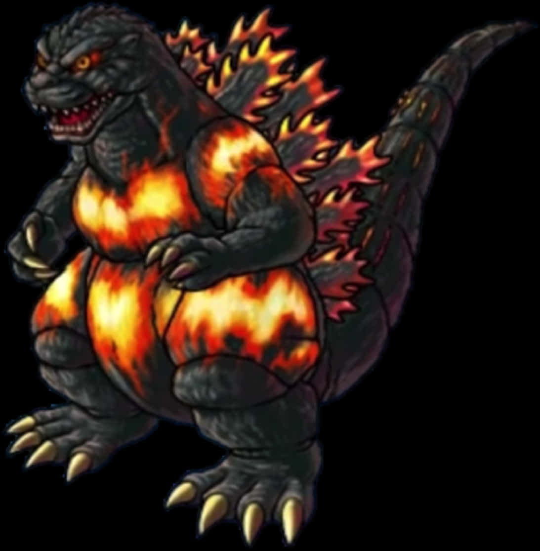 Ilustrație cu Godzilla în flăcări Fundal