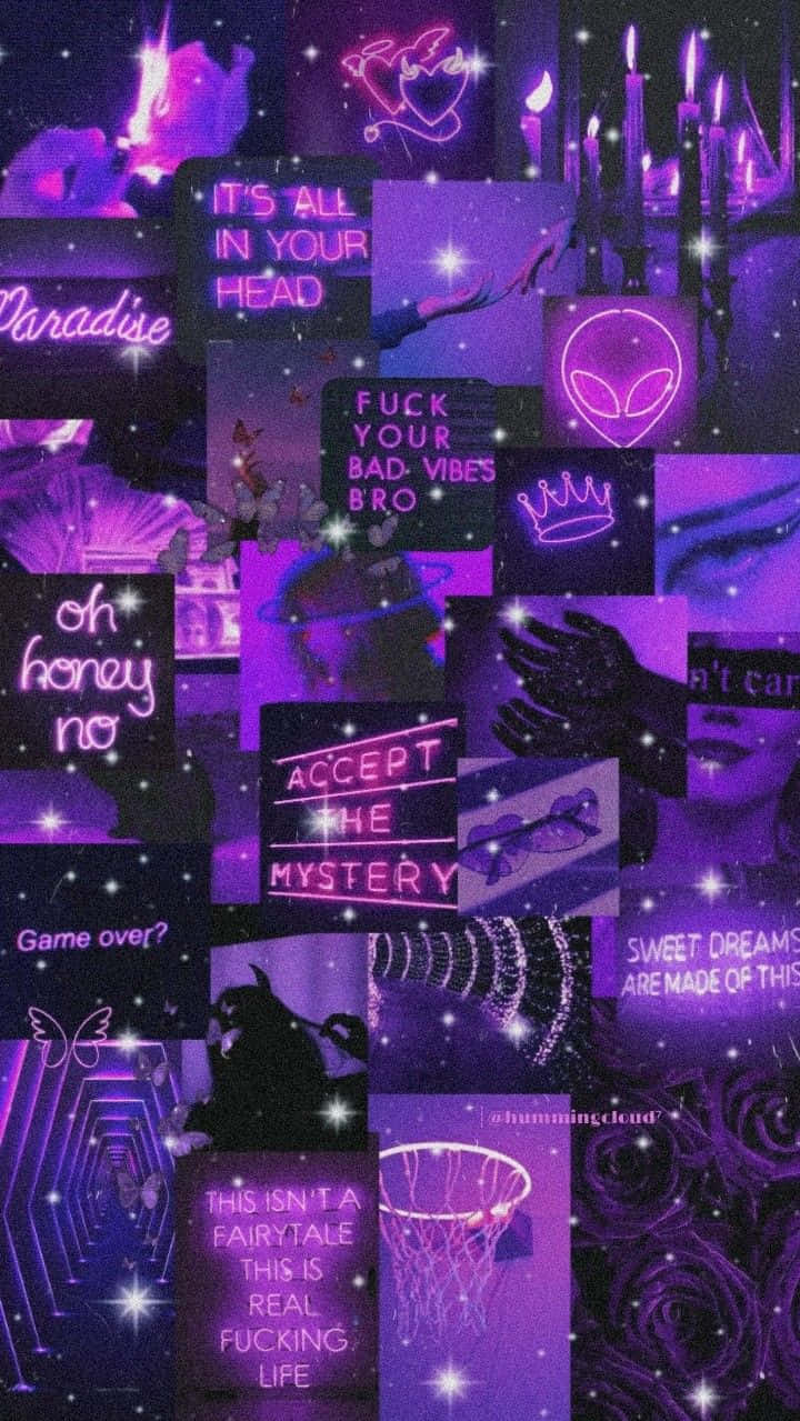 Ilustrație cu Lumini Neon Fundal Violet Estetic Fundal