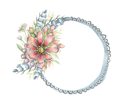 Ilustrație cu Lună în Semilună și Flori Fundal
