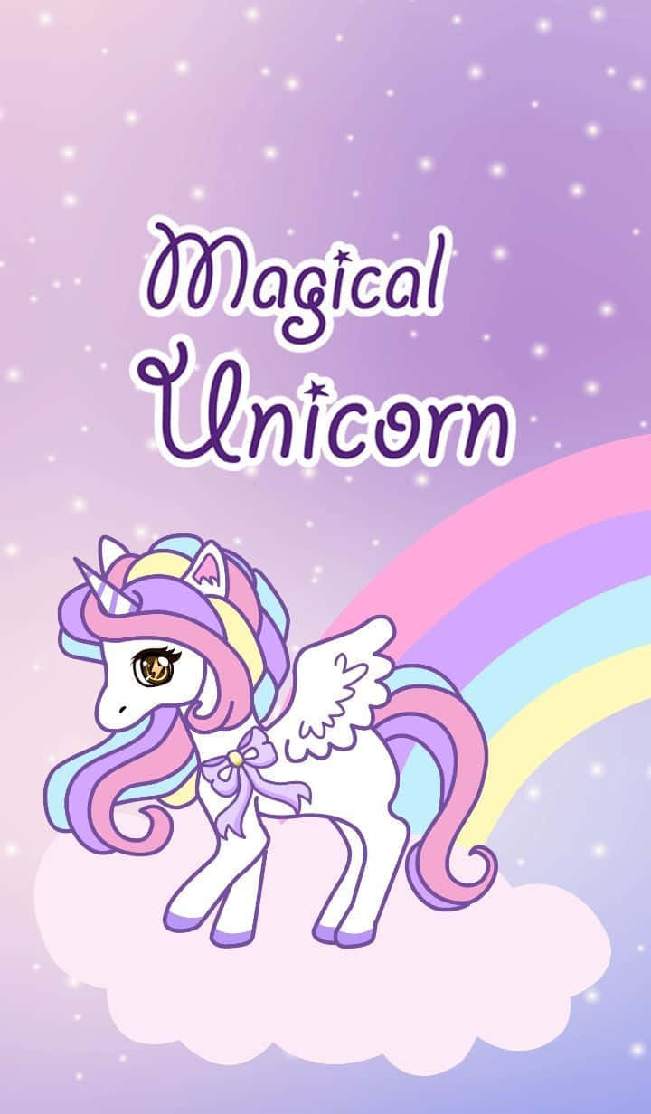 Ilustrație cu unicorn drăguț, ponei mov magic, imagine artistică Fundal