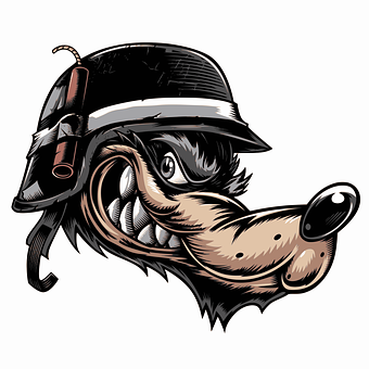 Ilustrație de desen animat cu lup steampunk Fundal