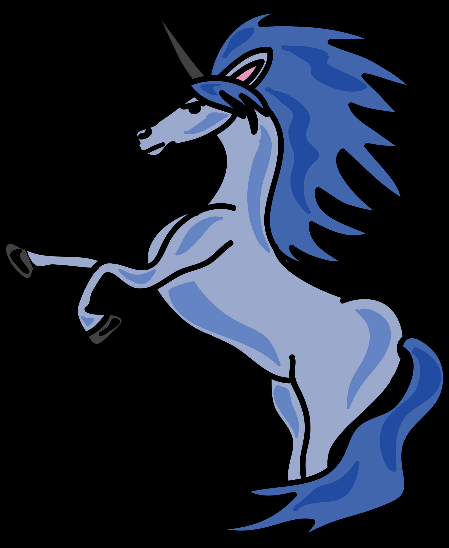Ilustrație de Unicorn Albastru în Stil Desen Animat Fundal