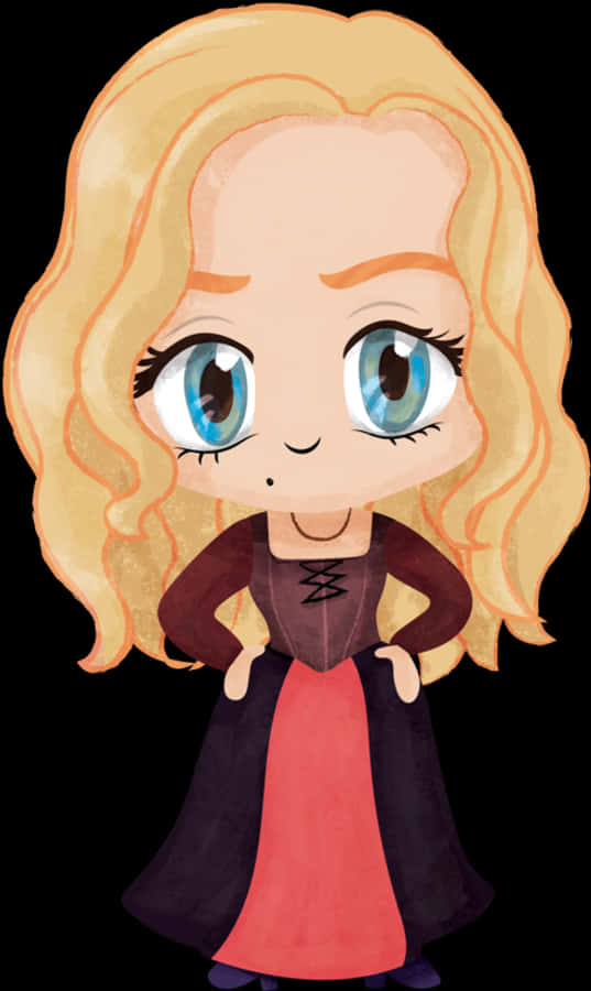 Ilustrație de Vrăjitoare în Stil Chibi Fundal