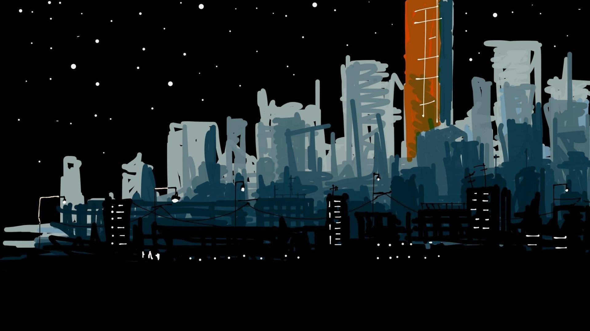 Ilustrație Digitală Oraș Întunecat Fundal