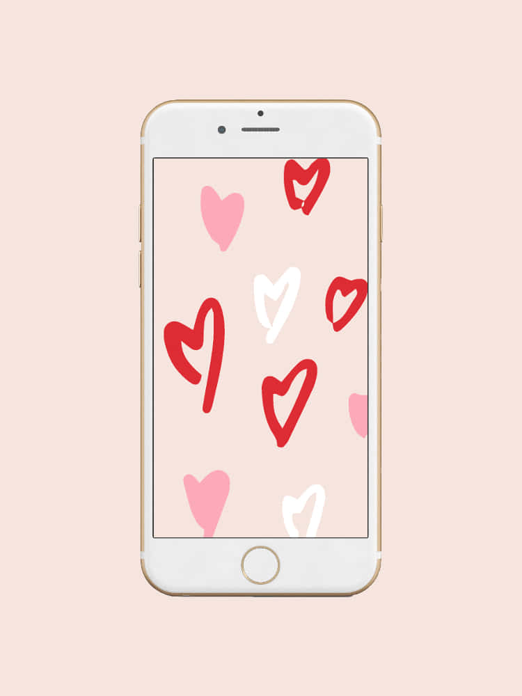 Ilustrație drăguță cu inimioare de Valentine pentru telefon Fundal