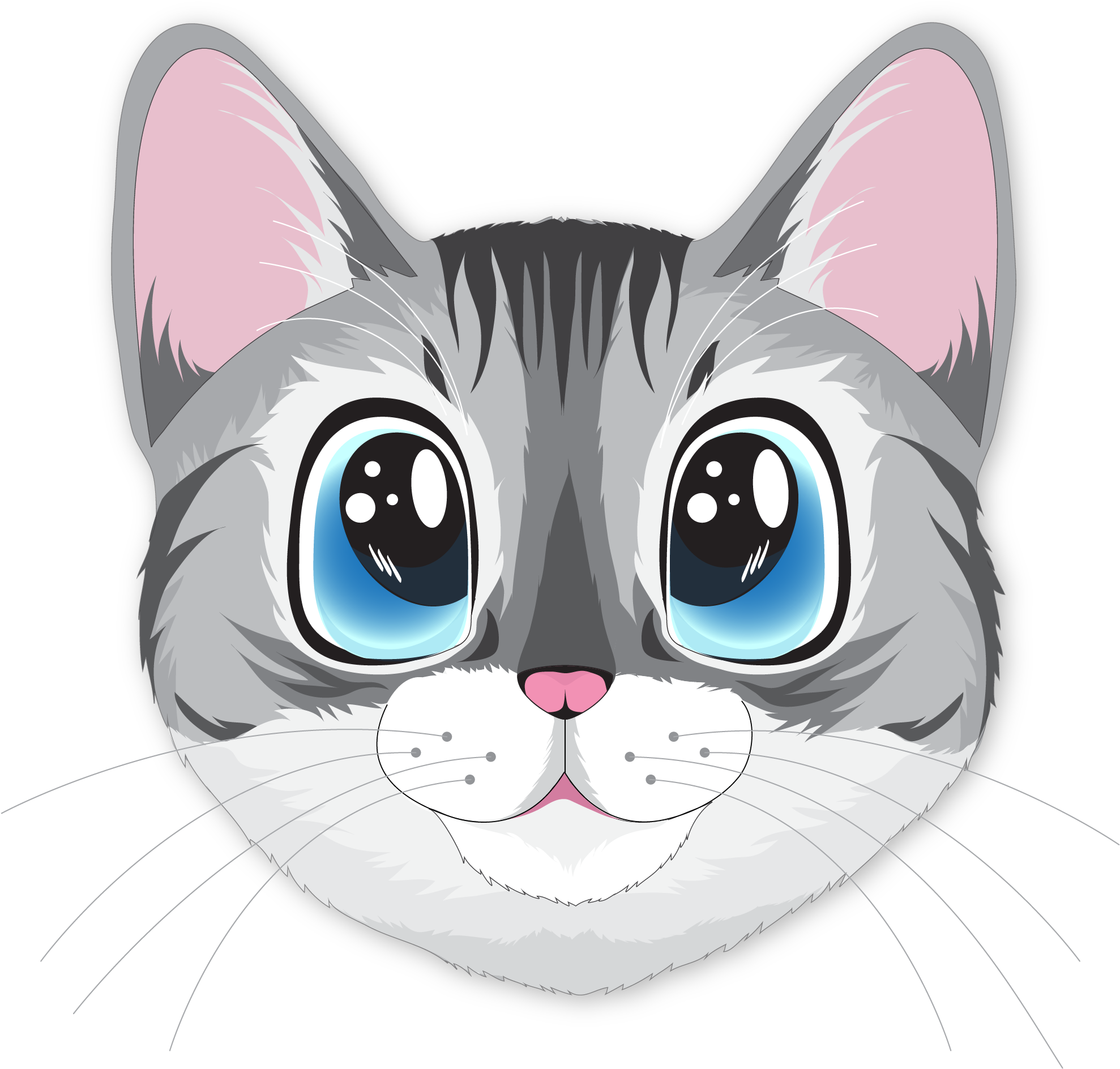 Ilustrație drăguță Kawaii cu pisică.PNG Fundal