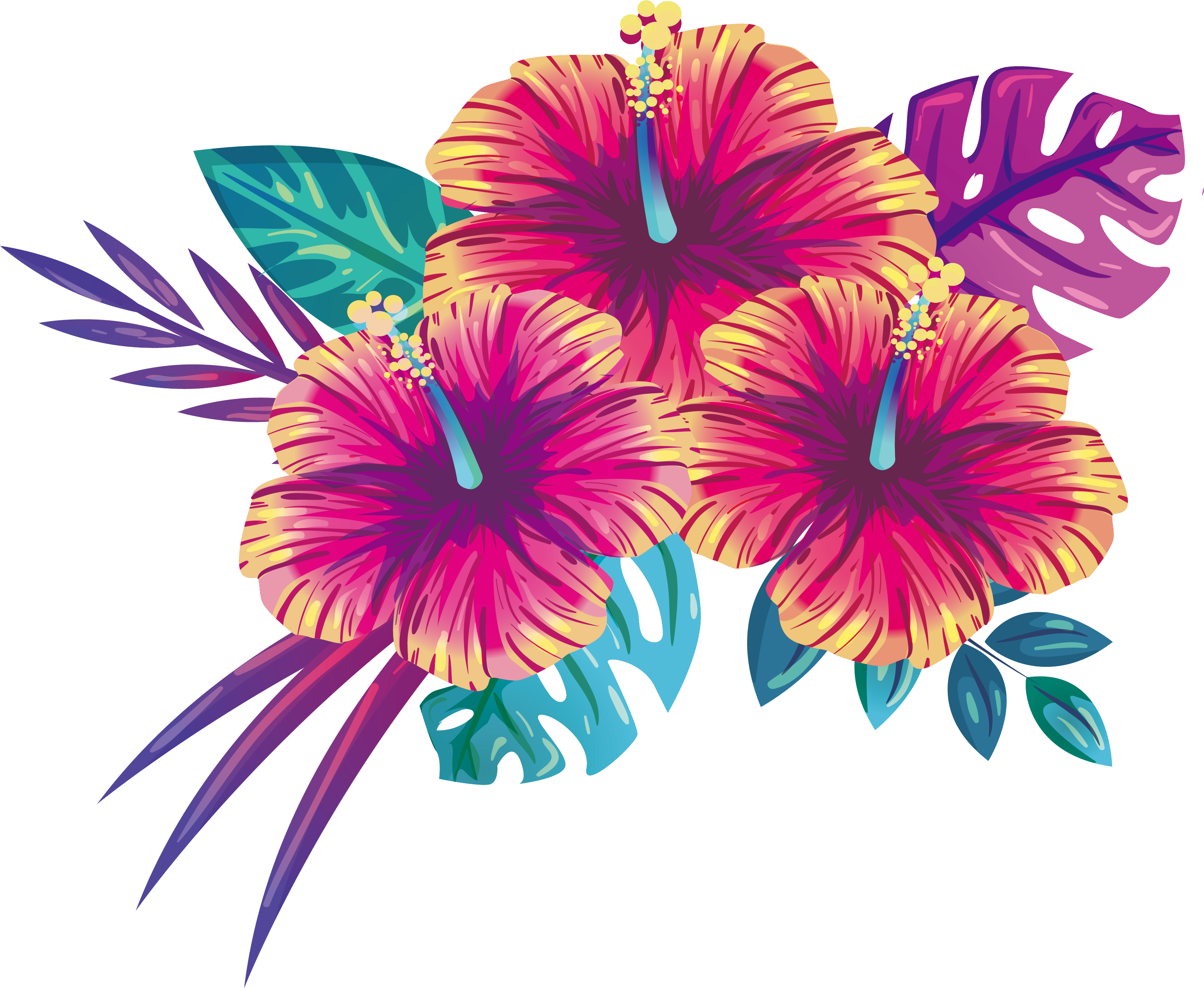 Ilustrație florală tropicală cu hibiscus Fundal