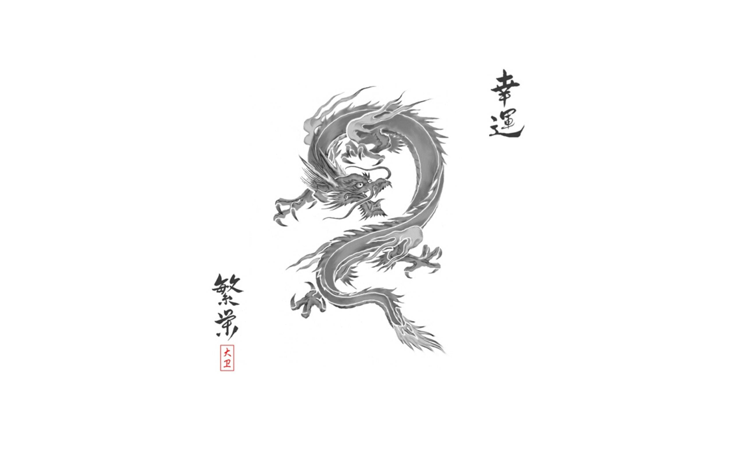 Ilustrație în creion cu dragon japonez Fundal